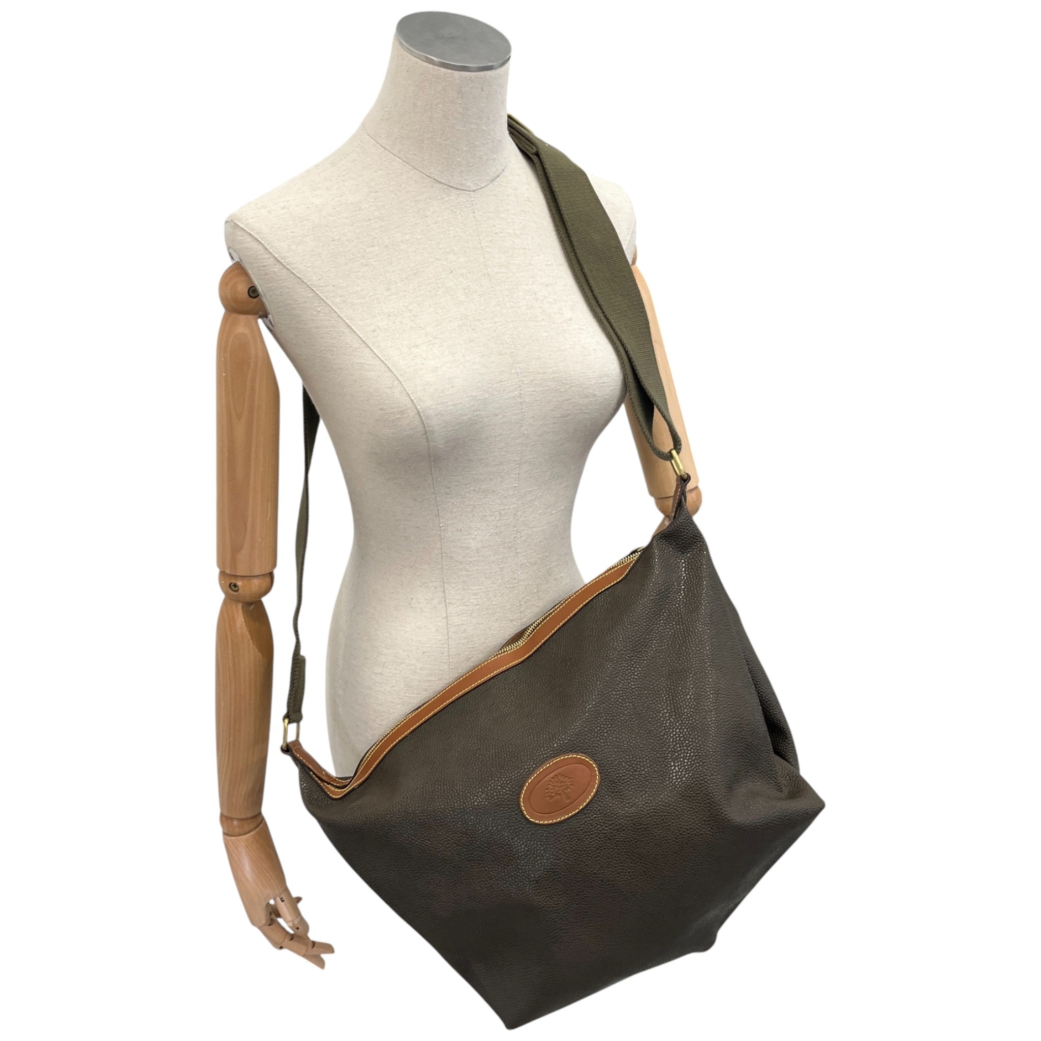 Women's Vintage Logo Patch Scotchgrain Handbag Khaki