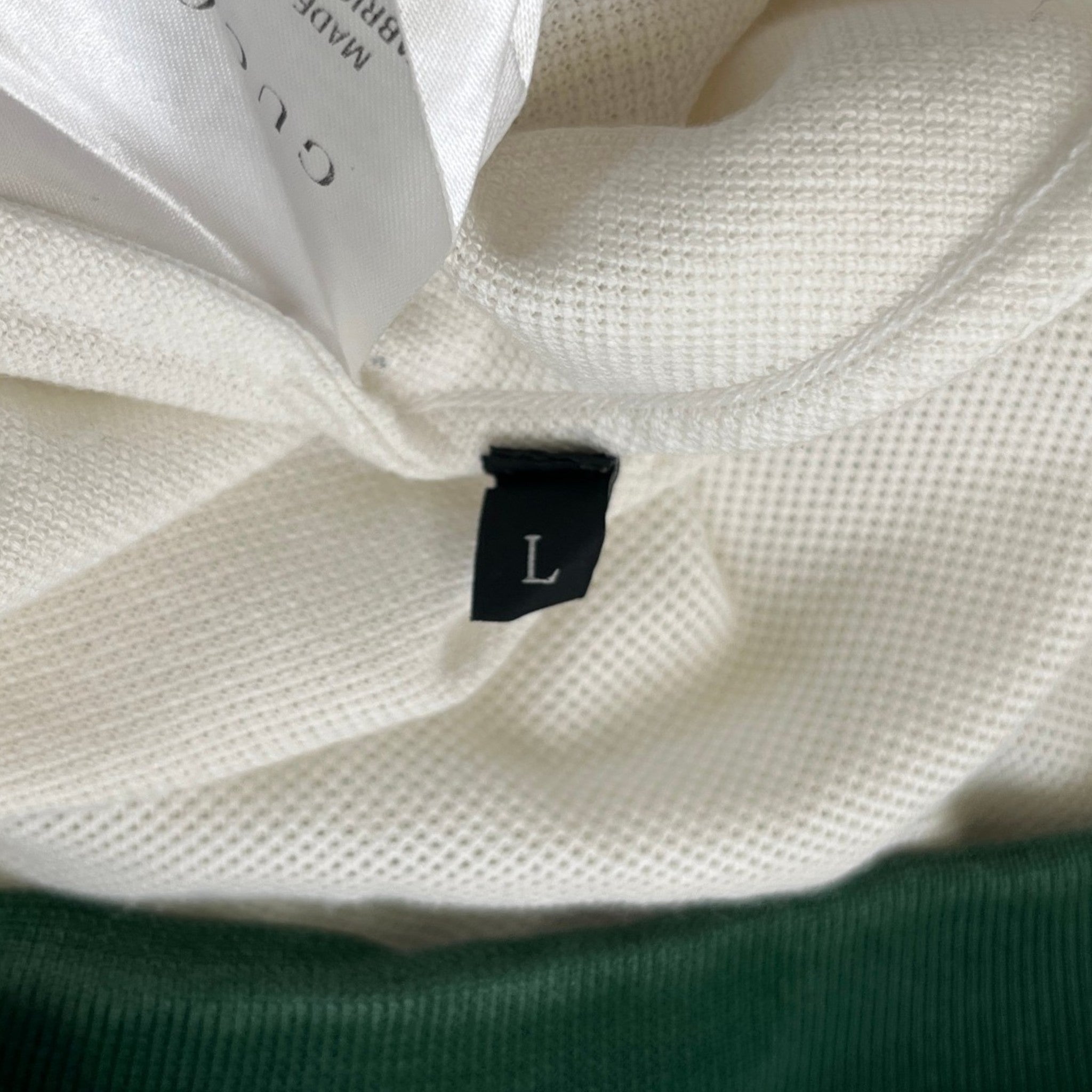 Men's Web Stripe Collar Polo Shirt White Size L