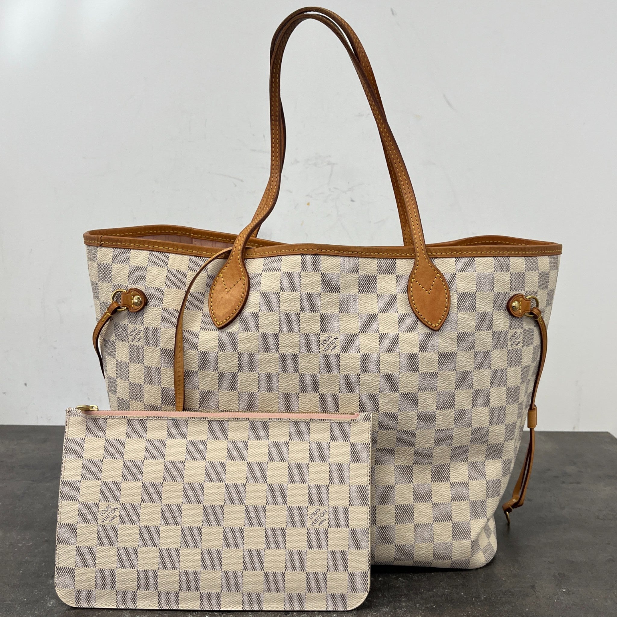 Women's Neverfull Mm Damier Azur Bag Beige