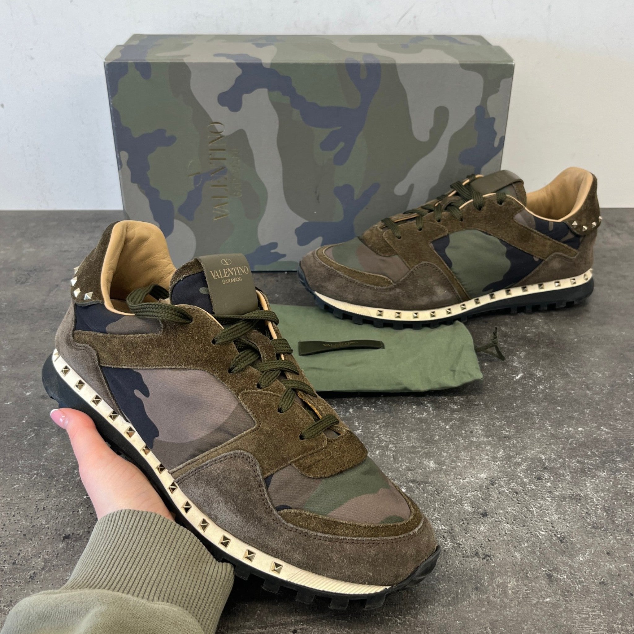 Men's Rockstud Low Trainers Green Size EU 42 / UK 8