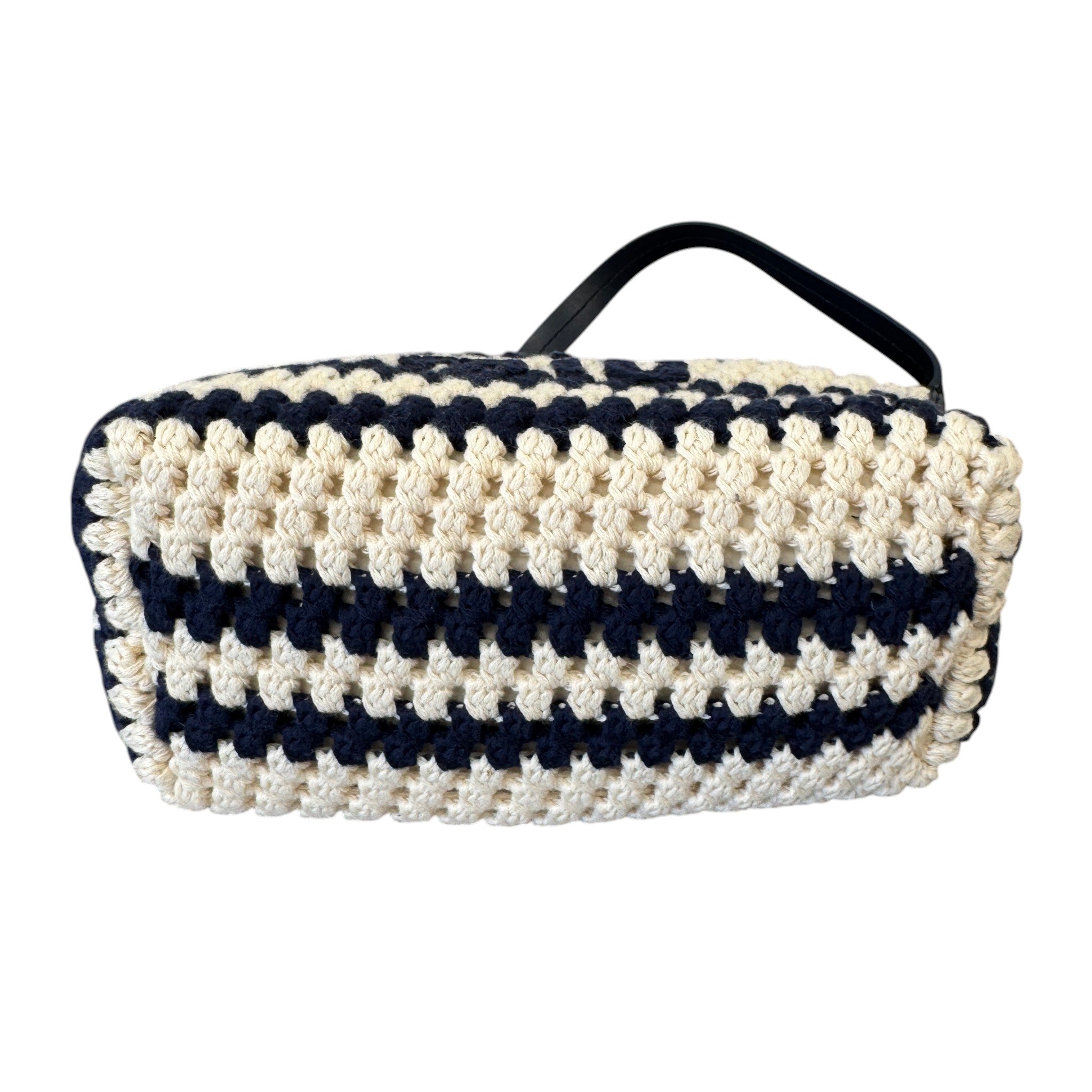 Women's Striped Crochet Pouch White