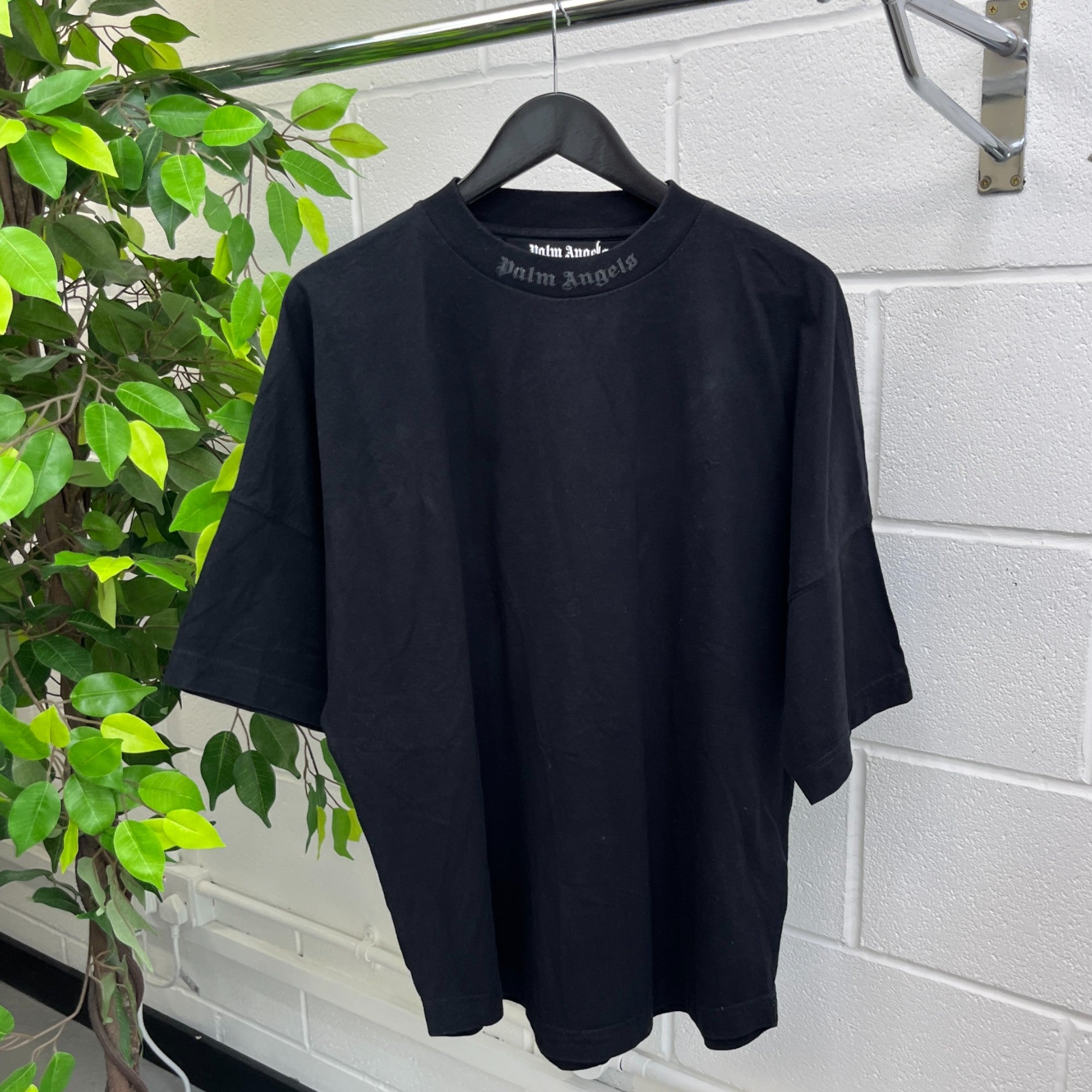 Men's Oversized Glitter Logo T-Shirt Black Size S