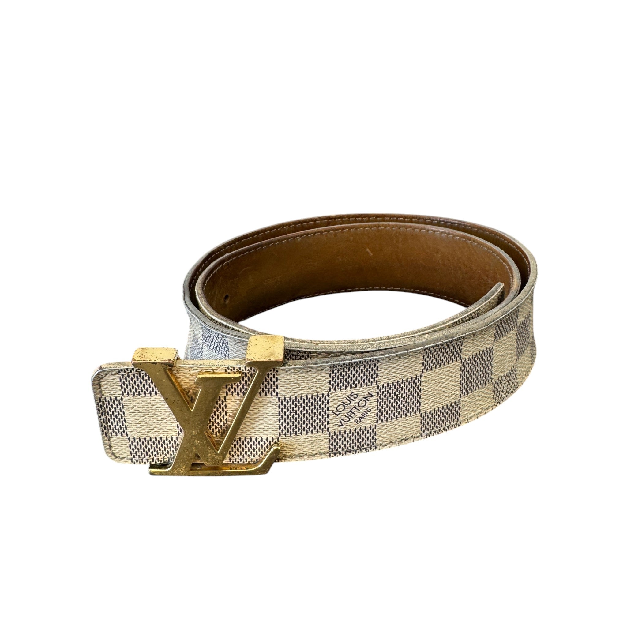 Men's Damier Azur Lv Belt Cream Size Waist 34"
