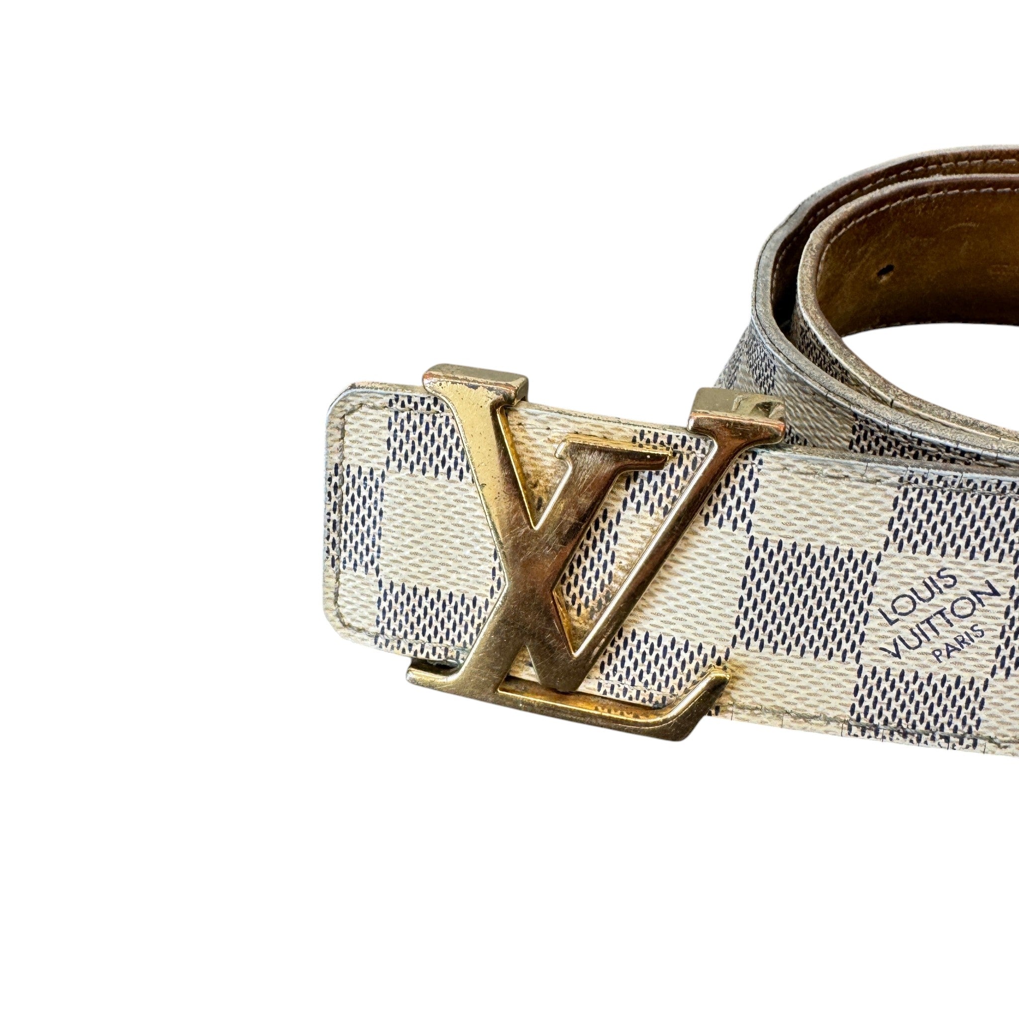 Men's Damier Azur Lv Belt Cream Size Waist 34"