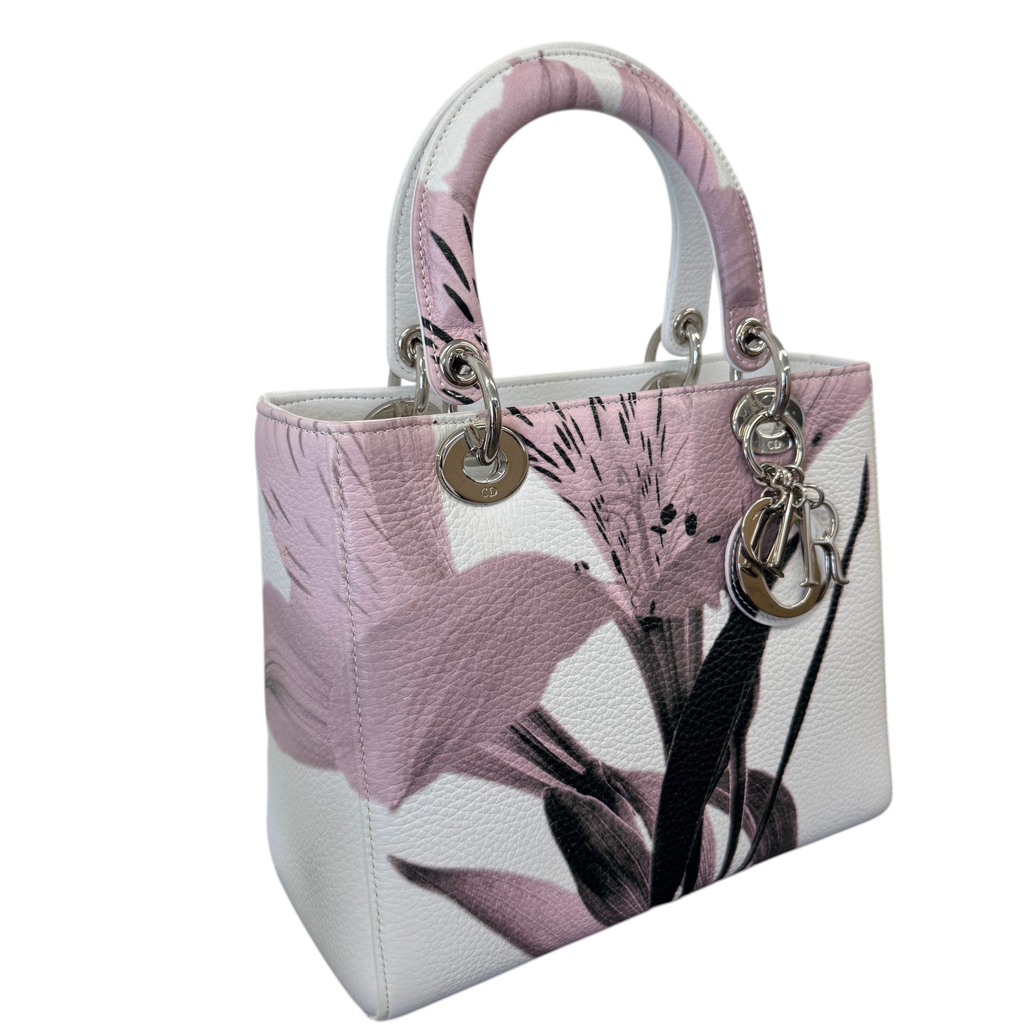 Women's Lady Dior Floral Handbag White