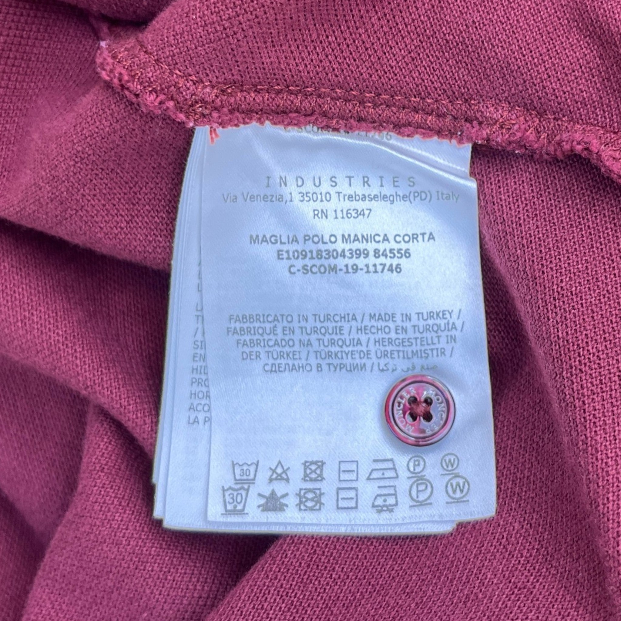 Men's Maglia Polo Shirt Burgundy Size L