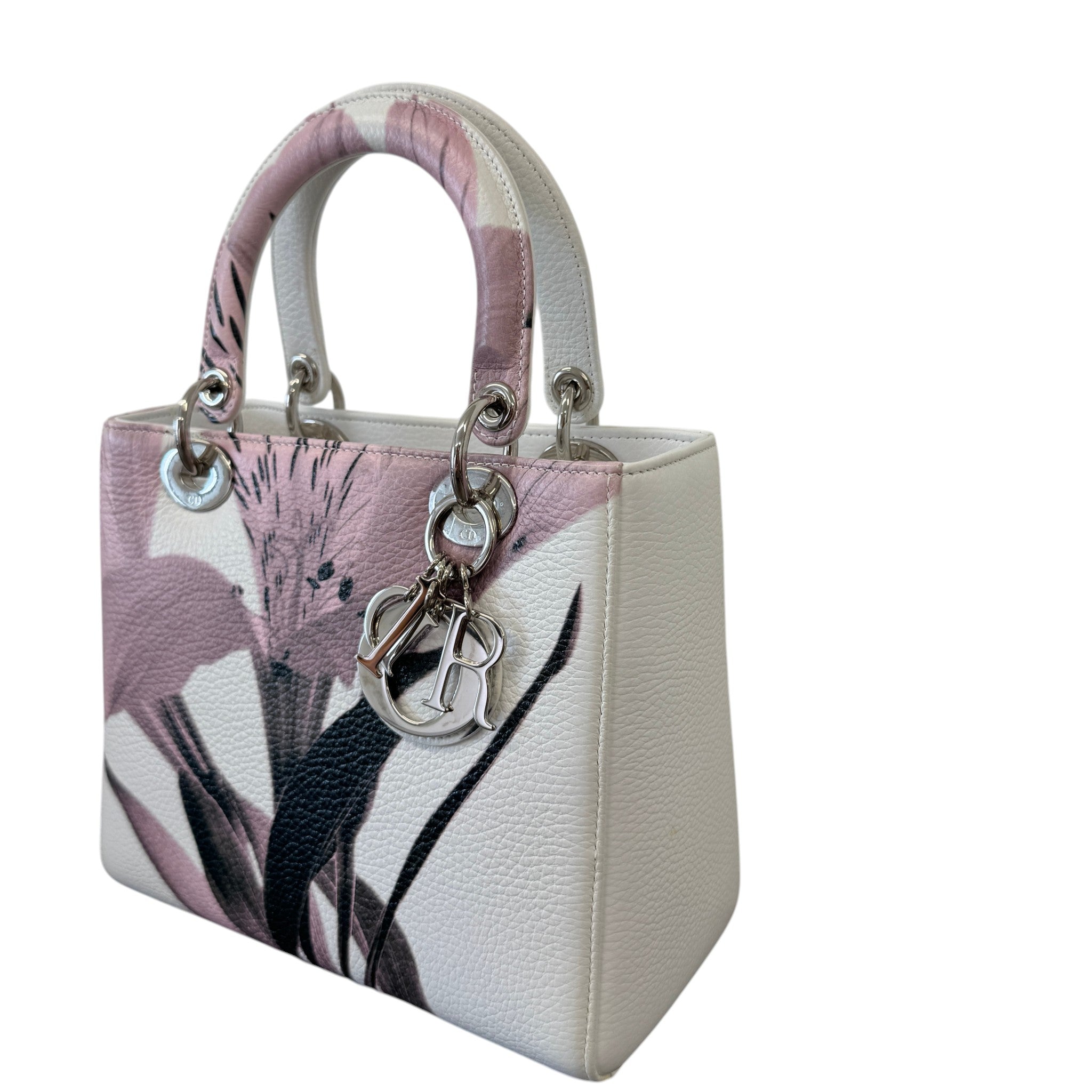 Women's Lady Dior Floral Handbag White