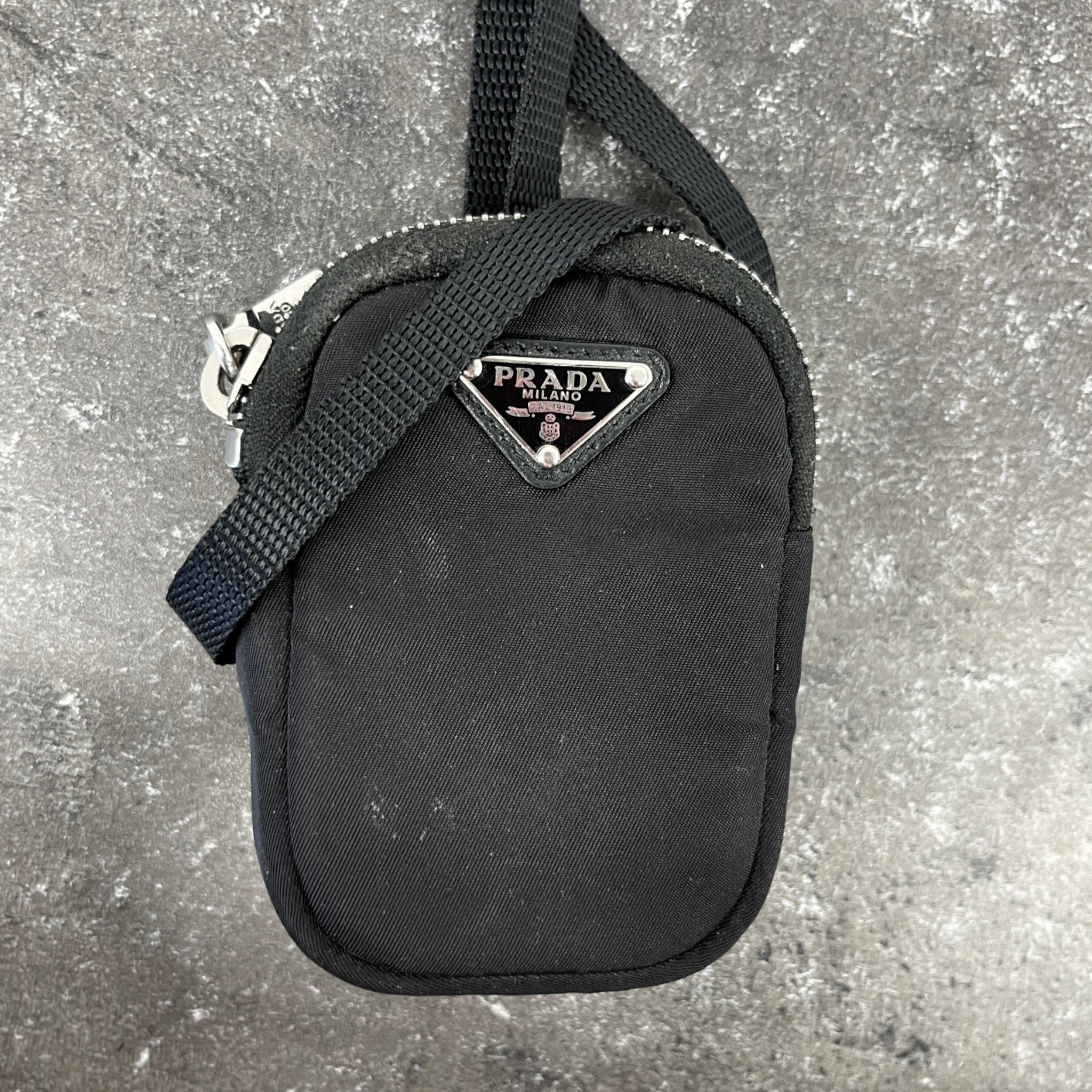 Men's Tessuto Nylon Mini Pouch Bag Black