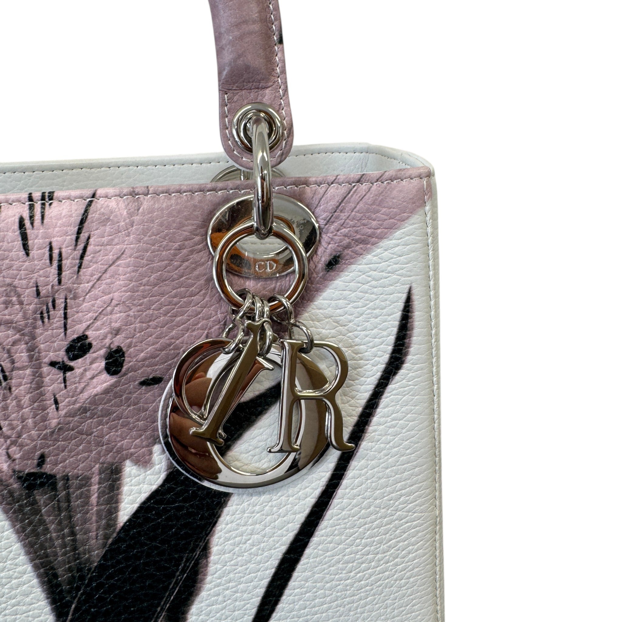 Women's Lady Dior Floral Handbag White
