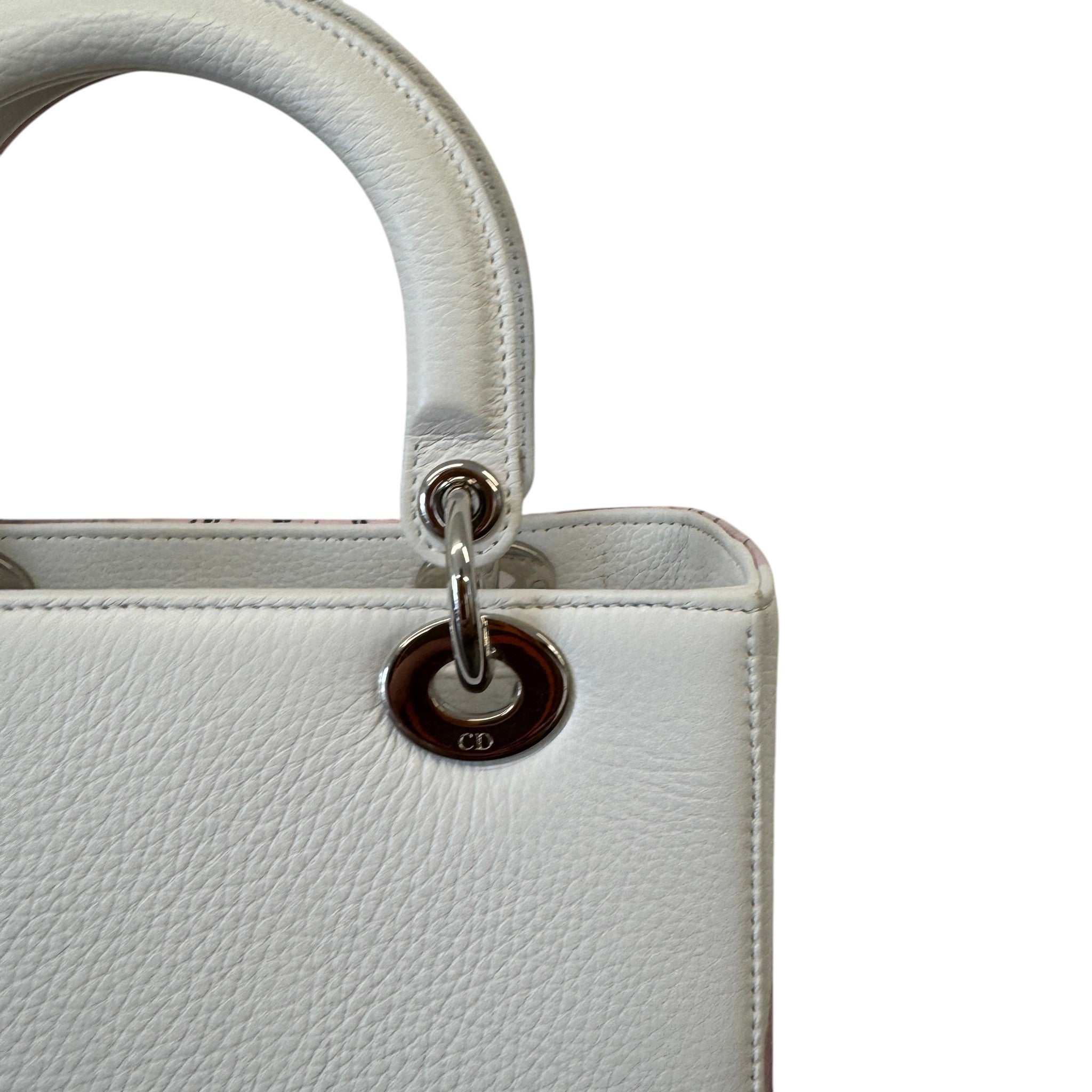 Women's Lady Dior Floral Handbag White