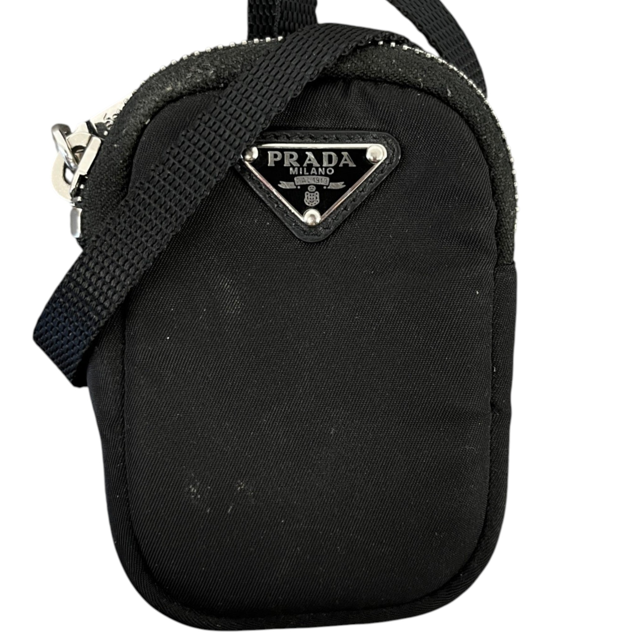 Men's Tessuto Nylon Mini Pouch Bag Black