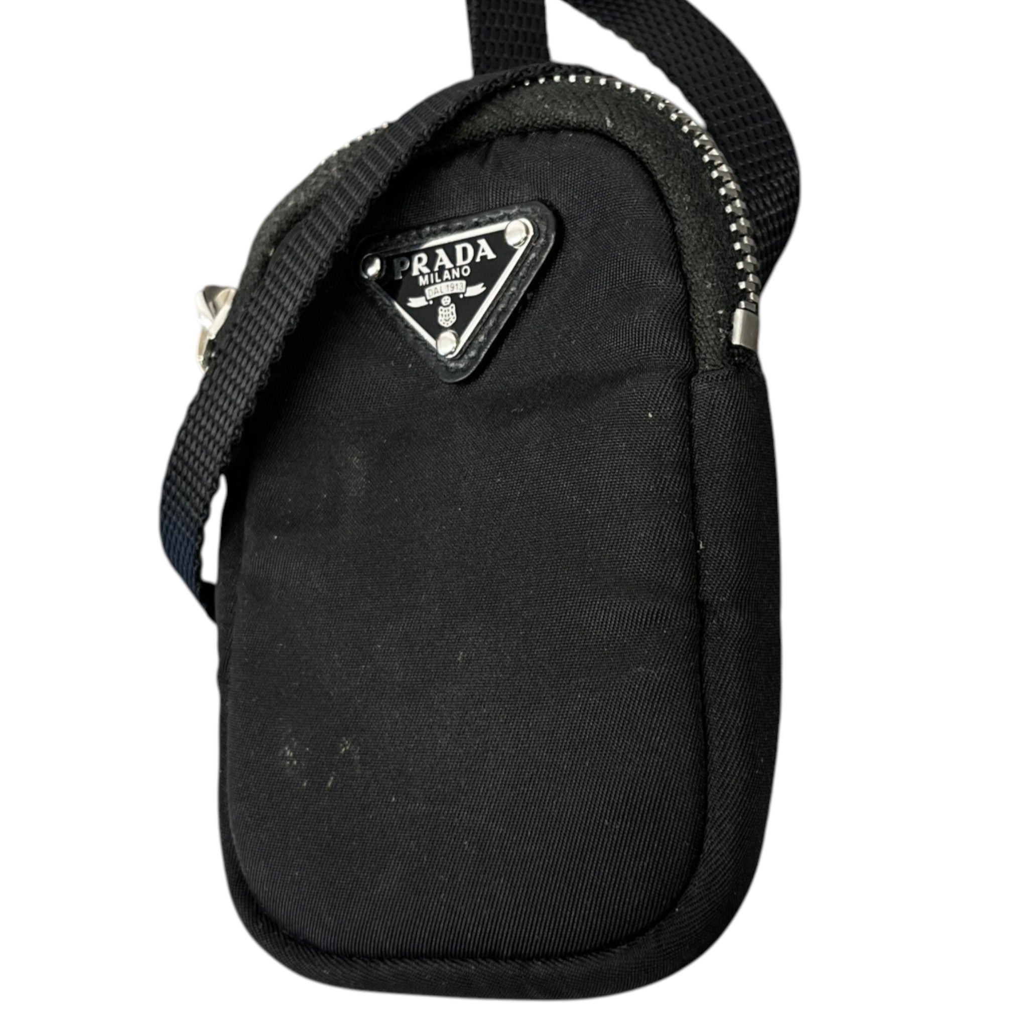 Men's Tessuto Nylon Mini Pouch Bag Black