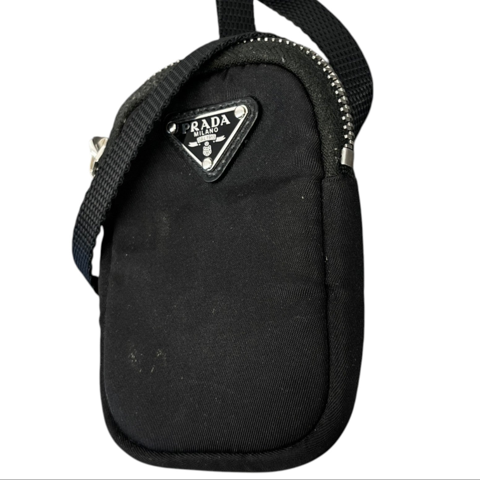 Men's Tessuto Nylon Mini Pouch Bag Black