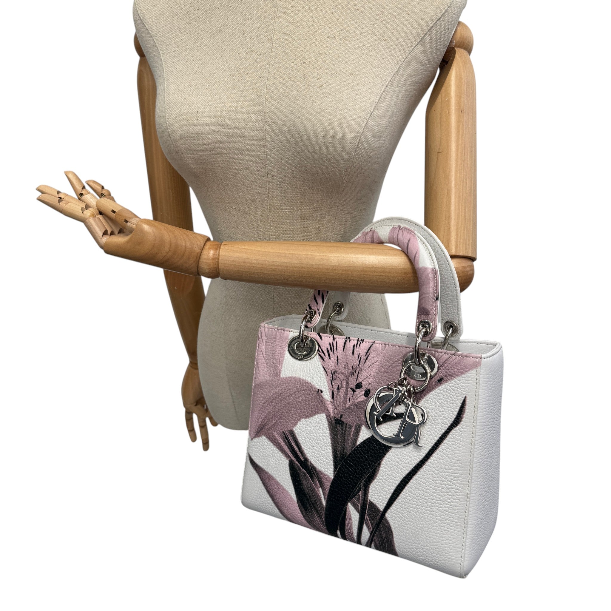 Women's Lady Dior Floral Handbag White