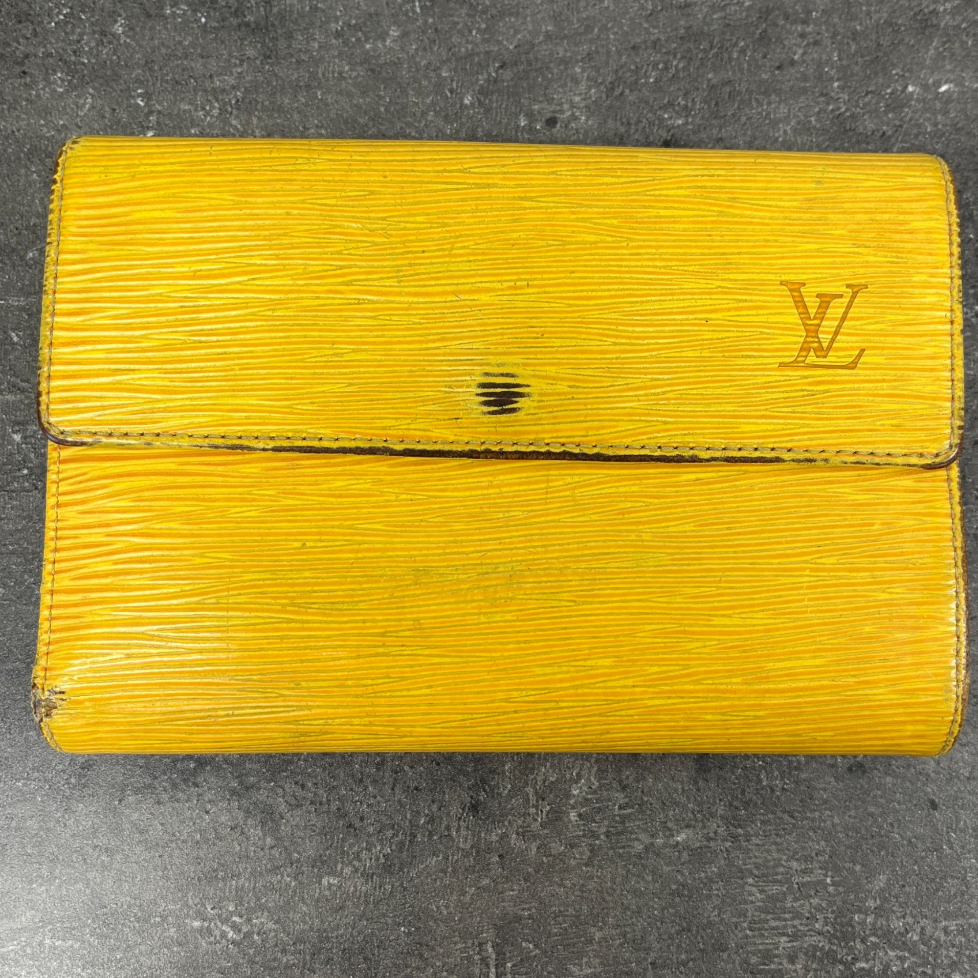 Women's Epi Leather Trifold Snap Wallet Yellow