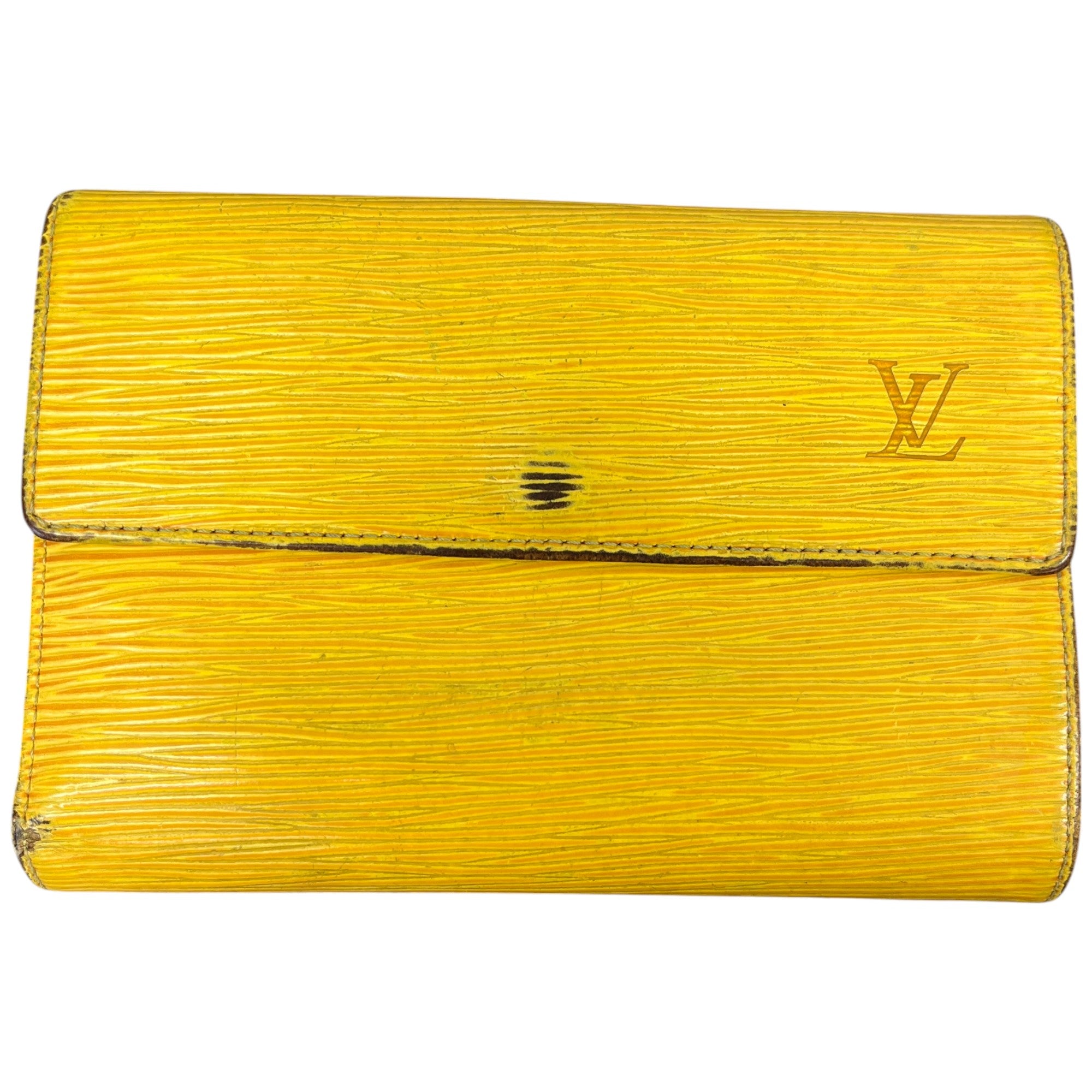 Women's Epi Leather Trifold Snap Wallet Yellow