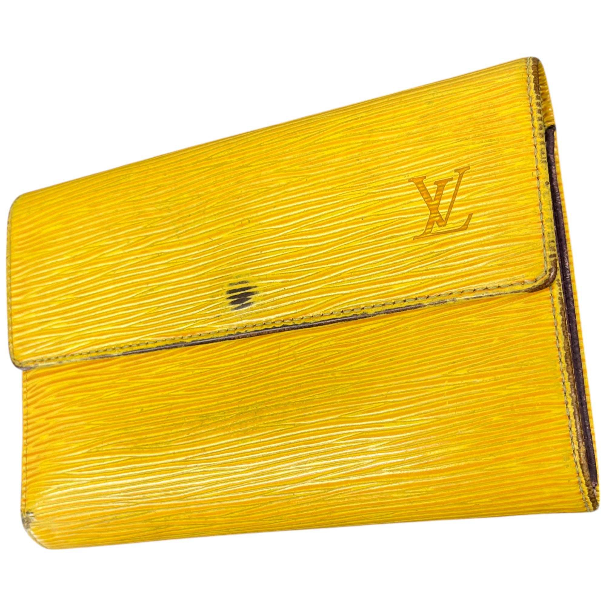 Women's Epi Leather Trifold Snap Wallet Yellow