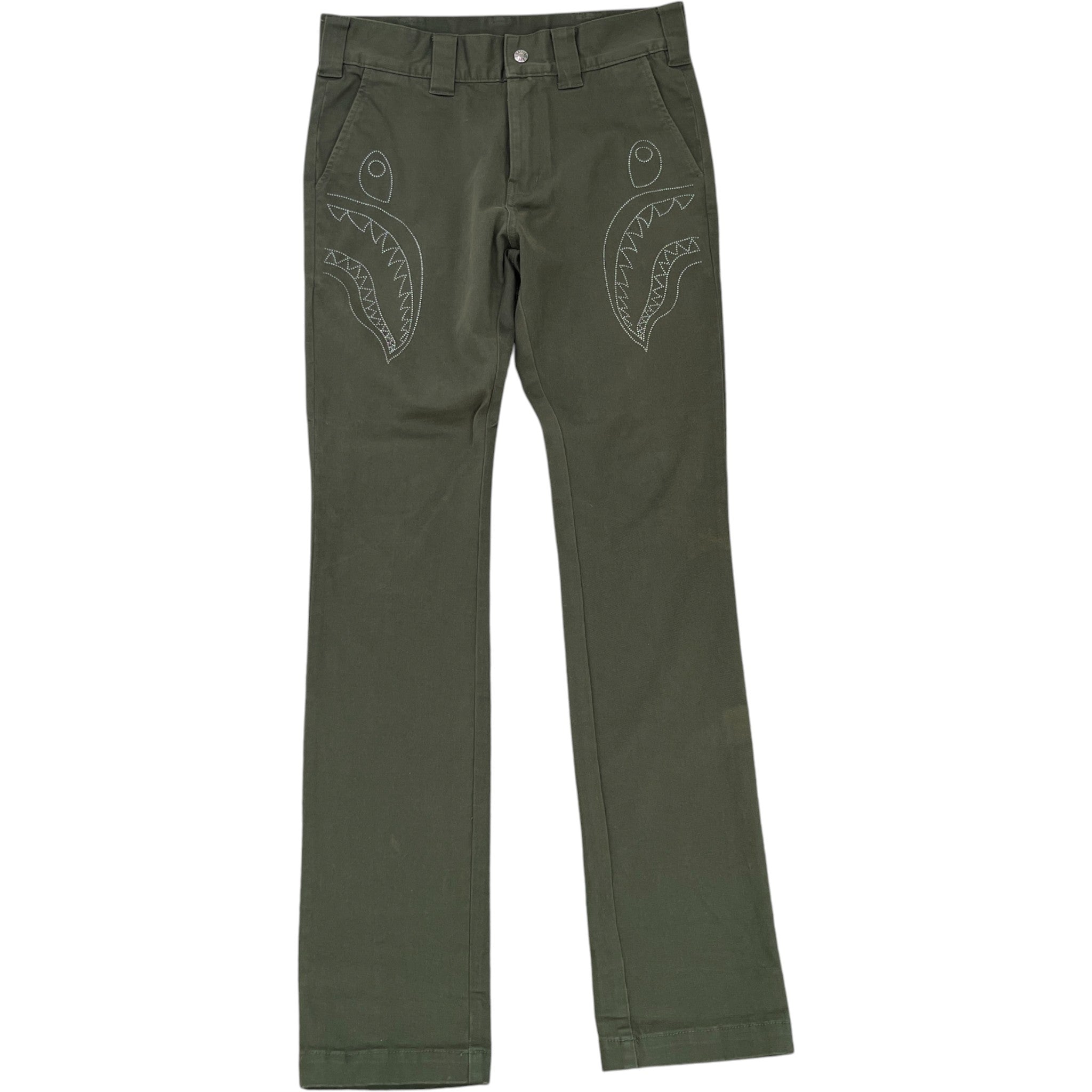 Men's Shark Print Trousers Khaki Size M