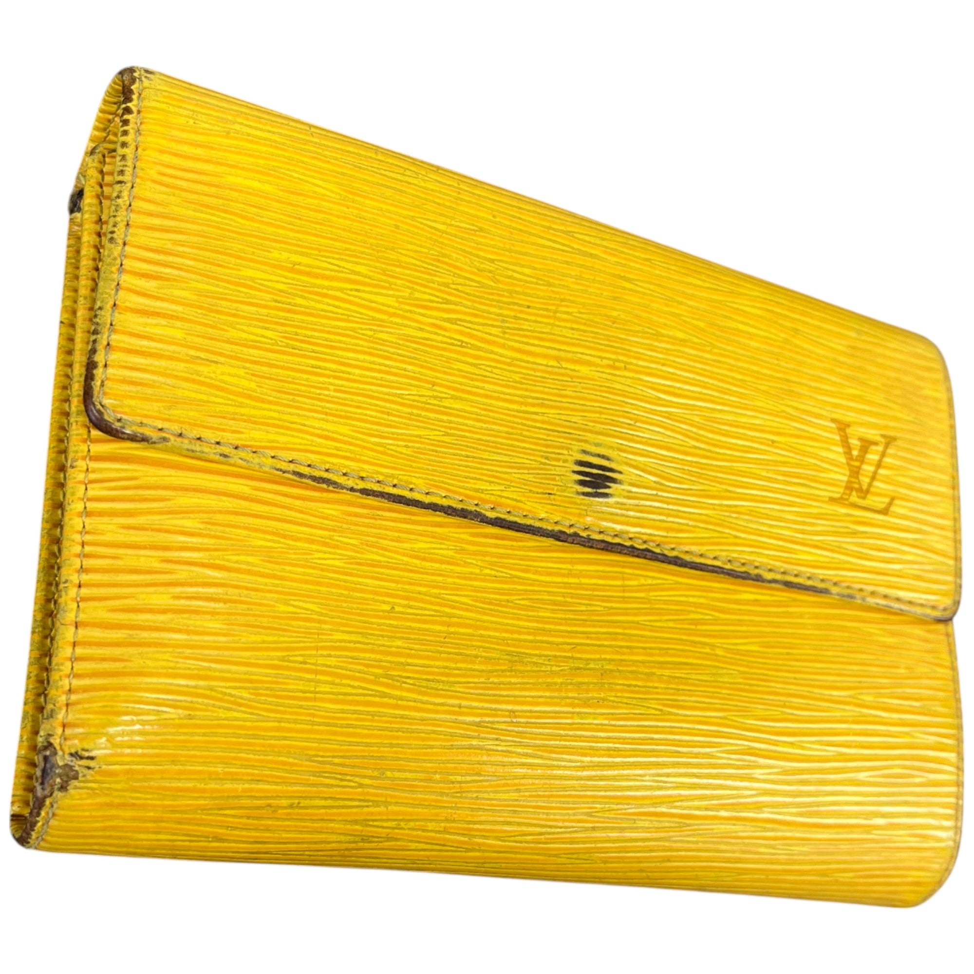 Women's Epi Leather Trifold Snap Wallet Yellow