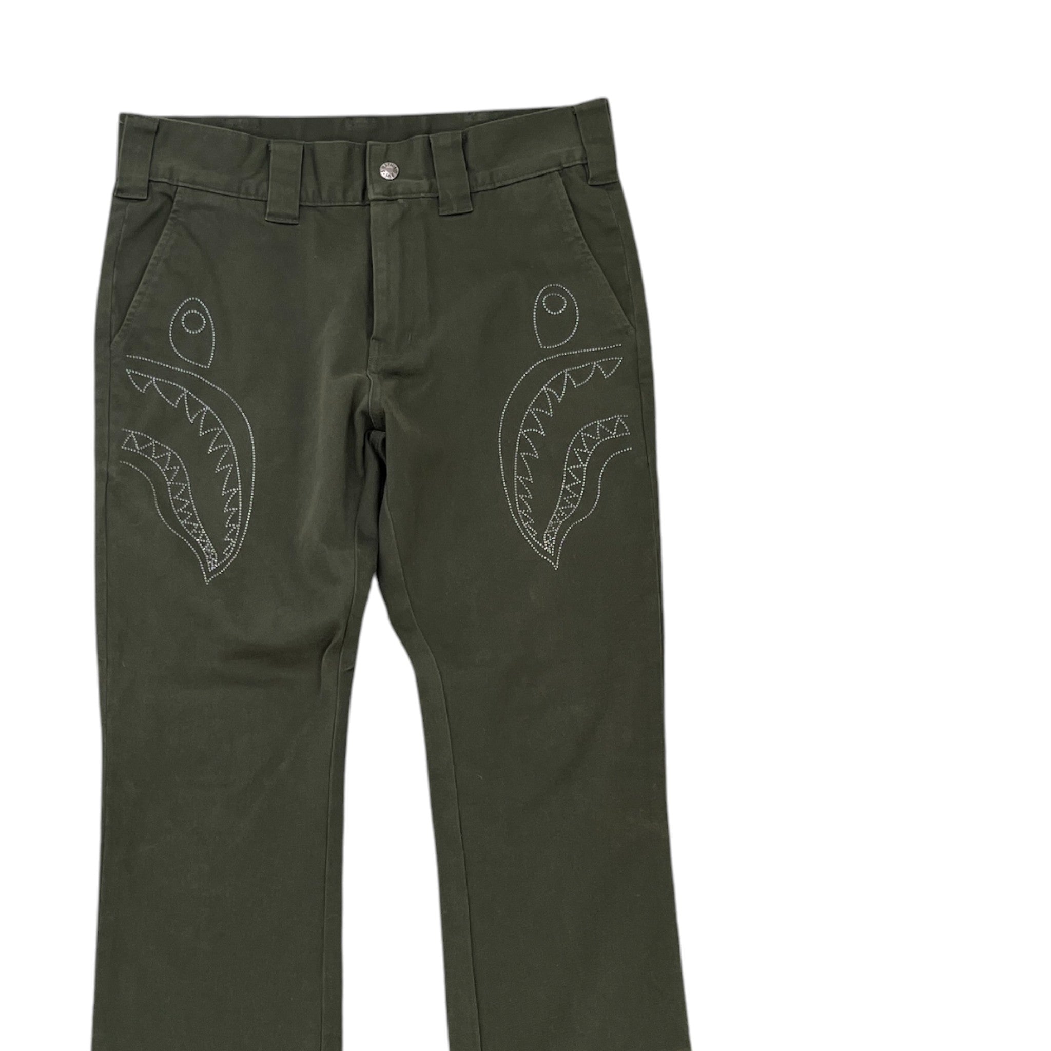 Men's Shark Print Trousers Khaki Size M