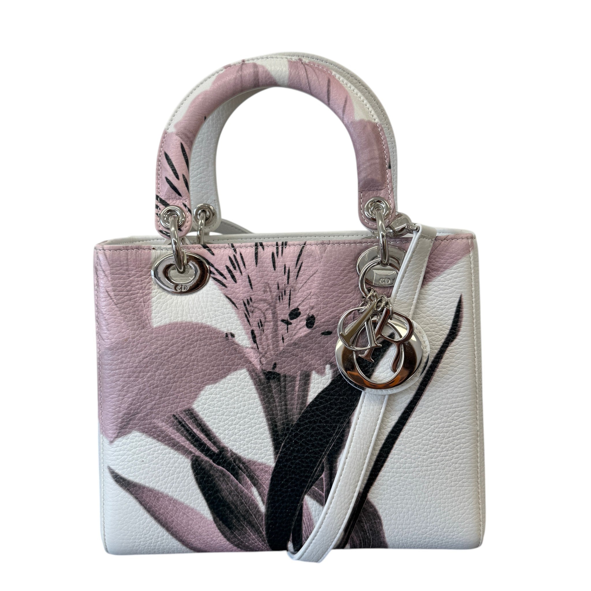 Women's Lady Dior Floral Handbag White
