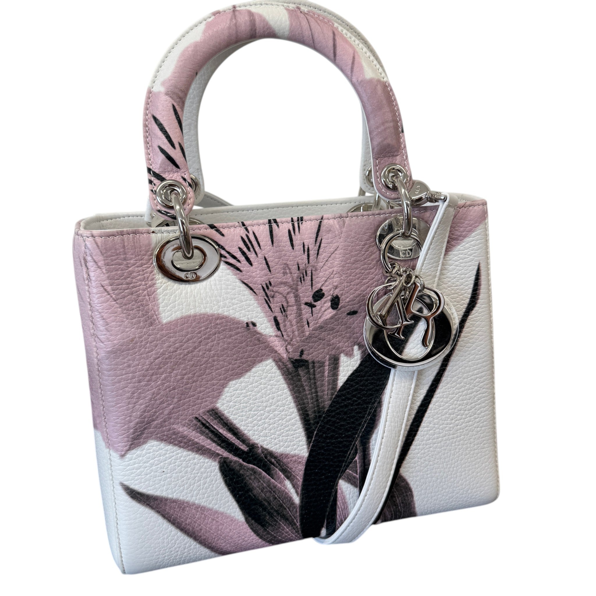 Women's Lady Dior Floral Handbag White