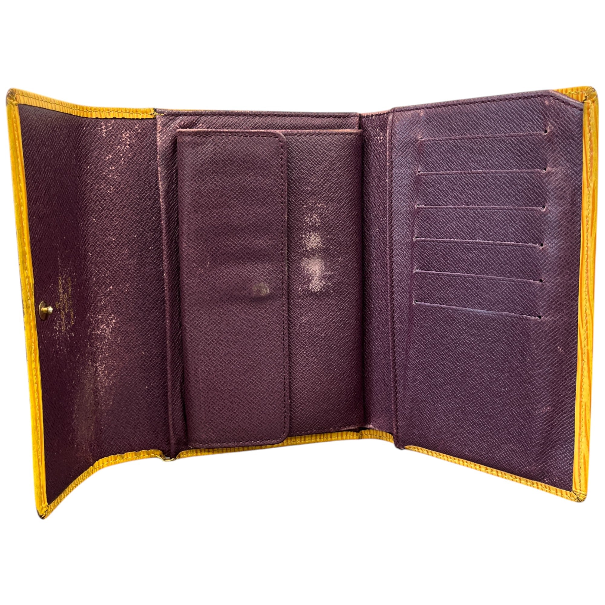 Women's Epi Leather Trifold Snap Wallet Yellow