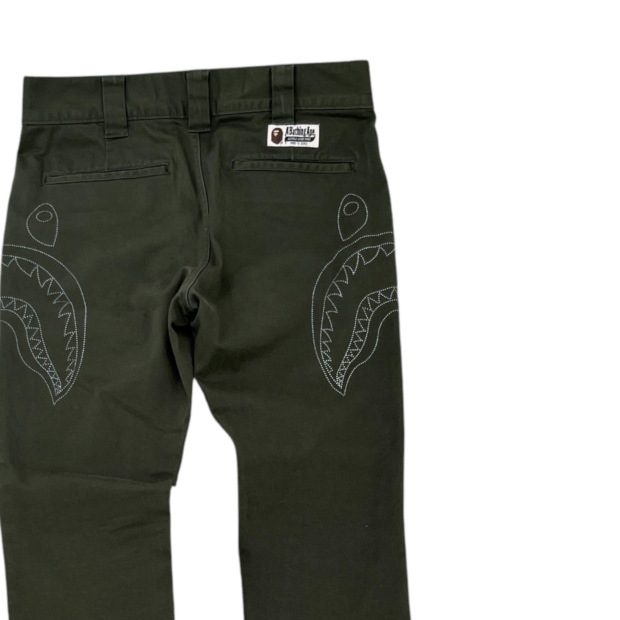 Men's Shark Print Trousers Khaki Size M