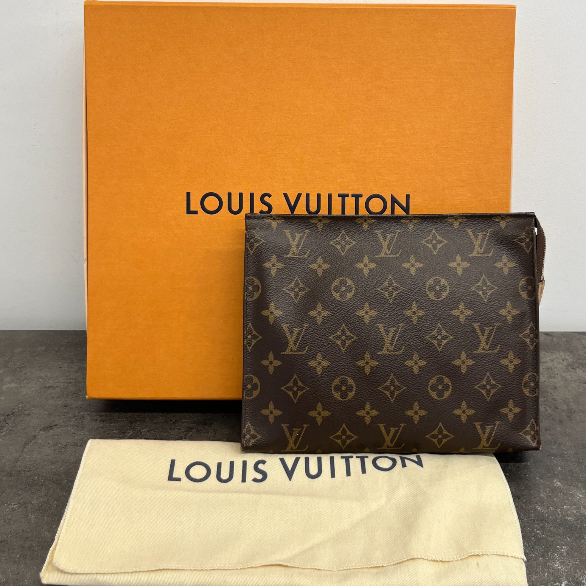 Women's Monogram Toiletry Pouch 26 Toiletry Bag Brown