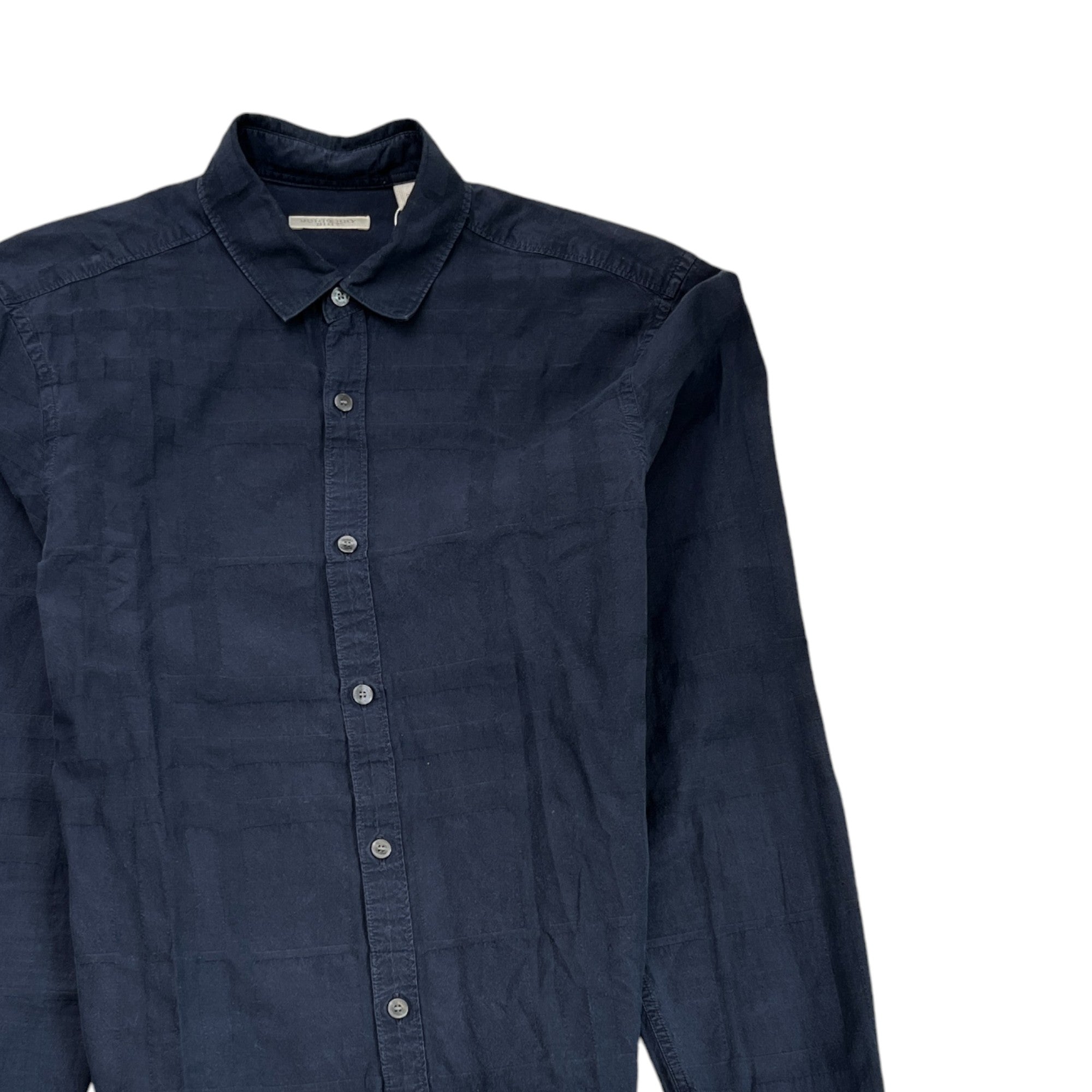 Men's Checkered Long Sleeve Shirt Navy Size S