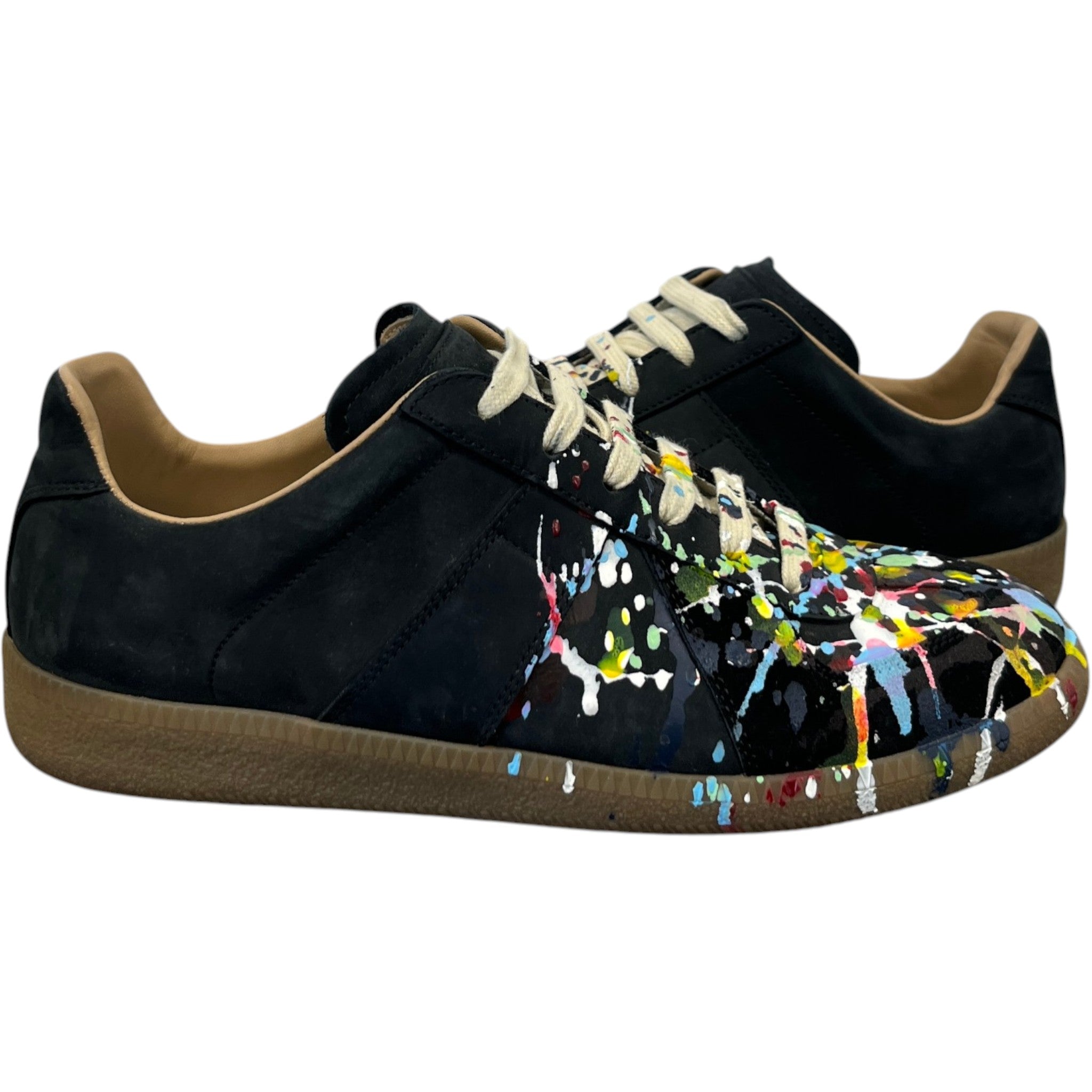 Men's Paint Splatter Low Trainers Black Size EU 39 / UK 5