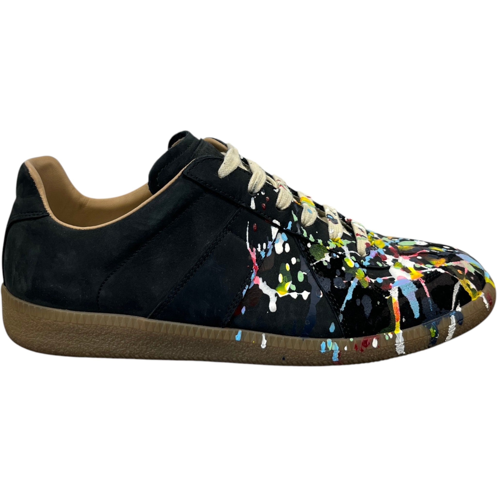 Men's Paint Splatter Low Trainers Black Size EU 39 / UK 5