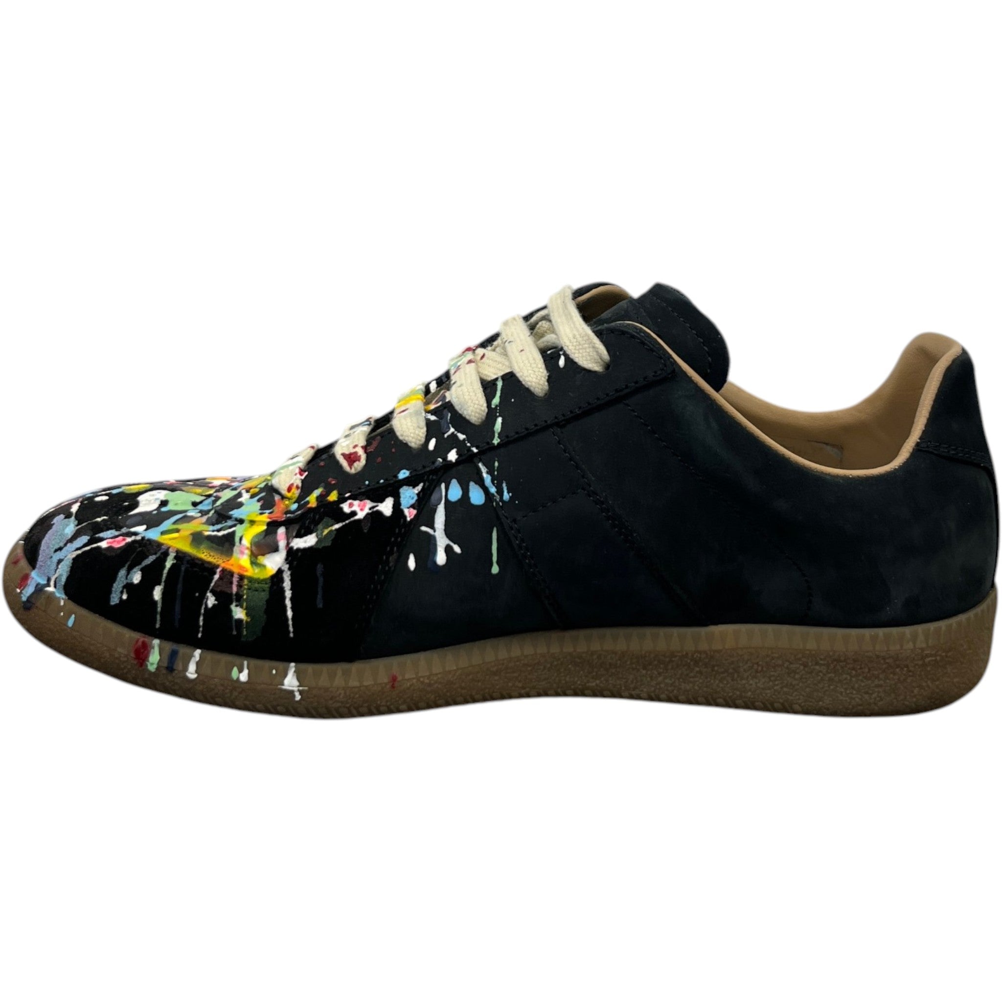 Men's Paint Splatter Low Trainers Black Size EU 39 / UK 5