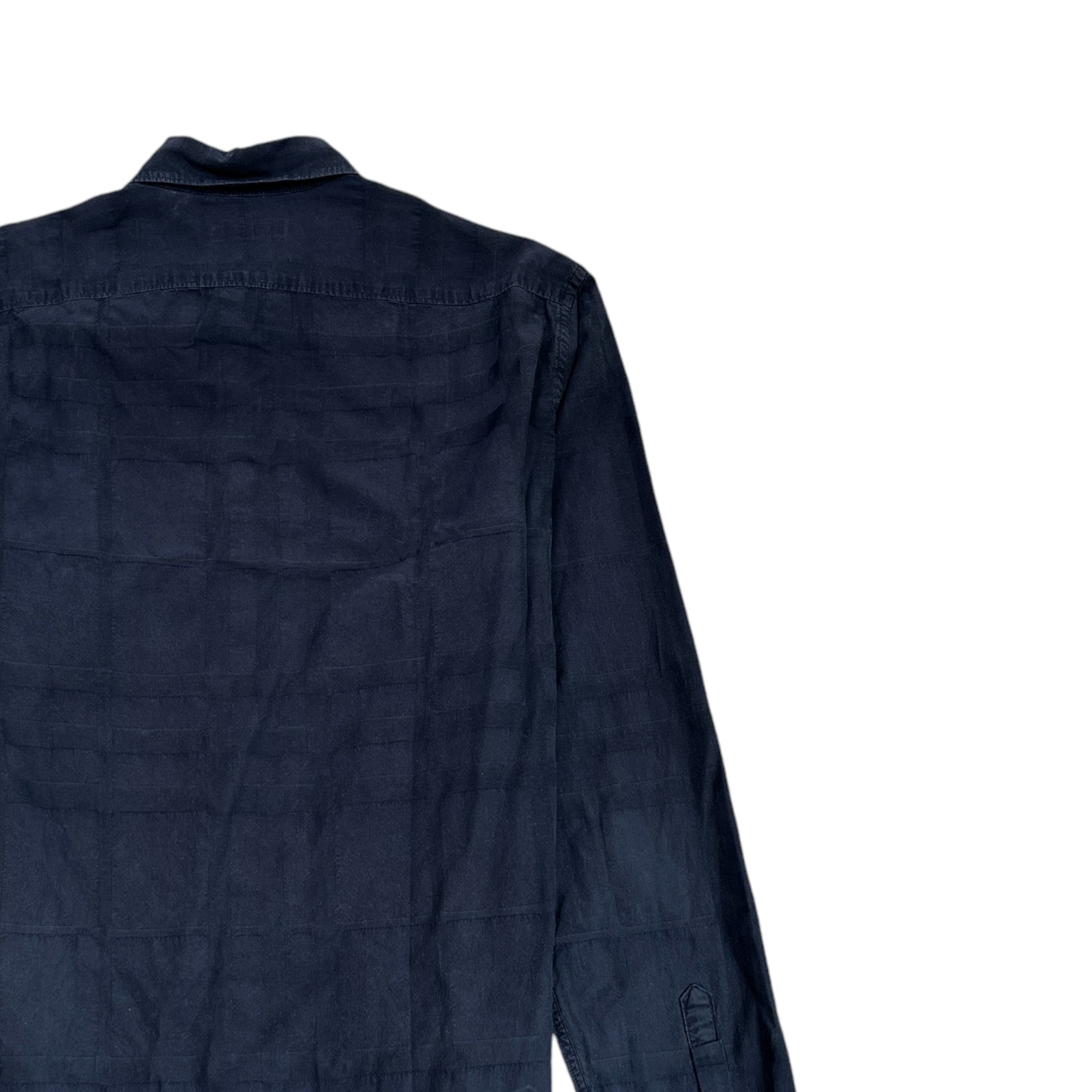 Men's Checkered Long Sleeve Shirt Navy Size S