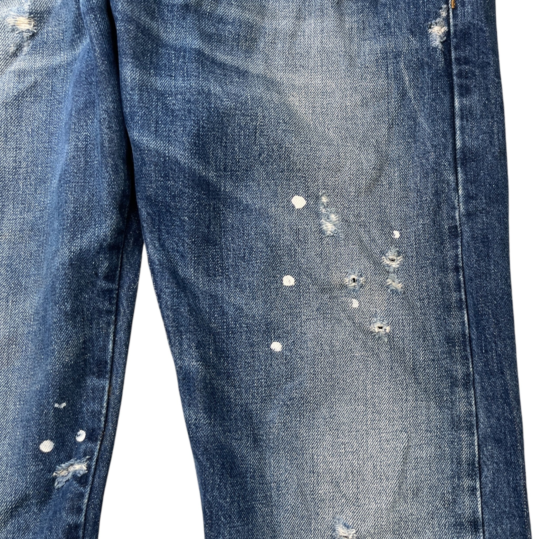 Men's Distressed Paint Splatter Jeans Blue Size Waist 32"