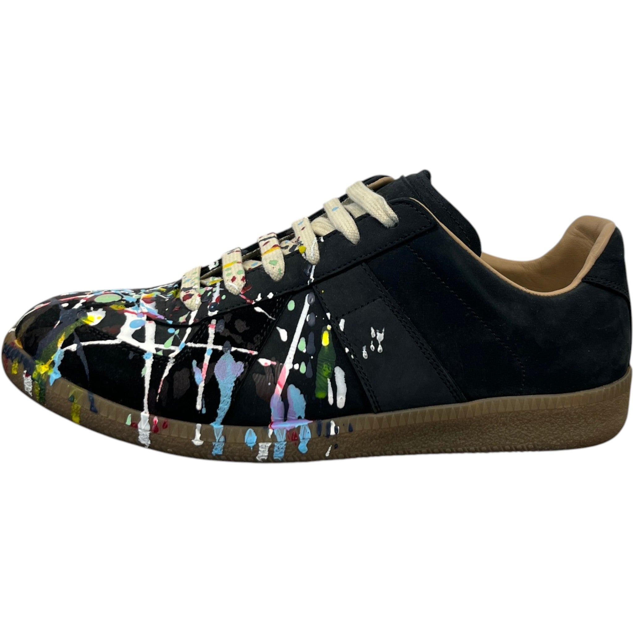 Men's Paint Splatter Low Trainers Black Size EU 39 / UK 5