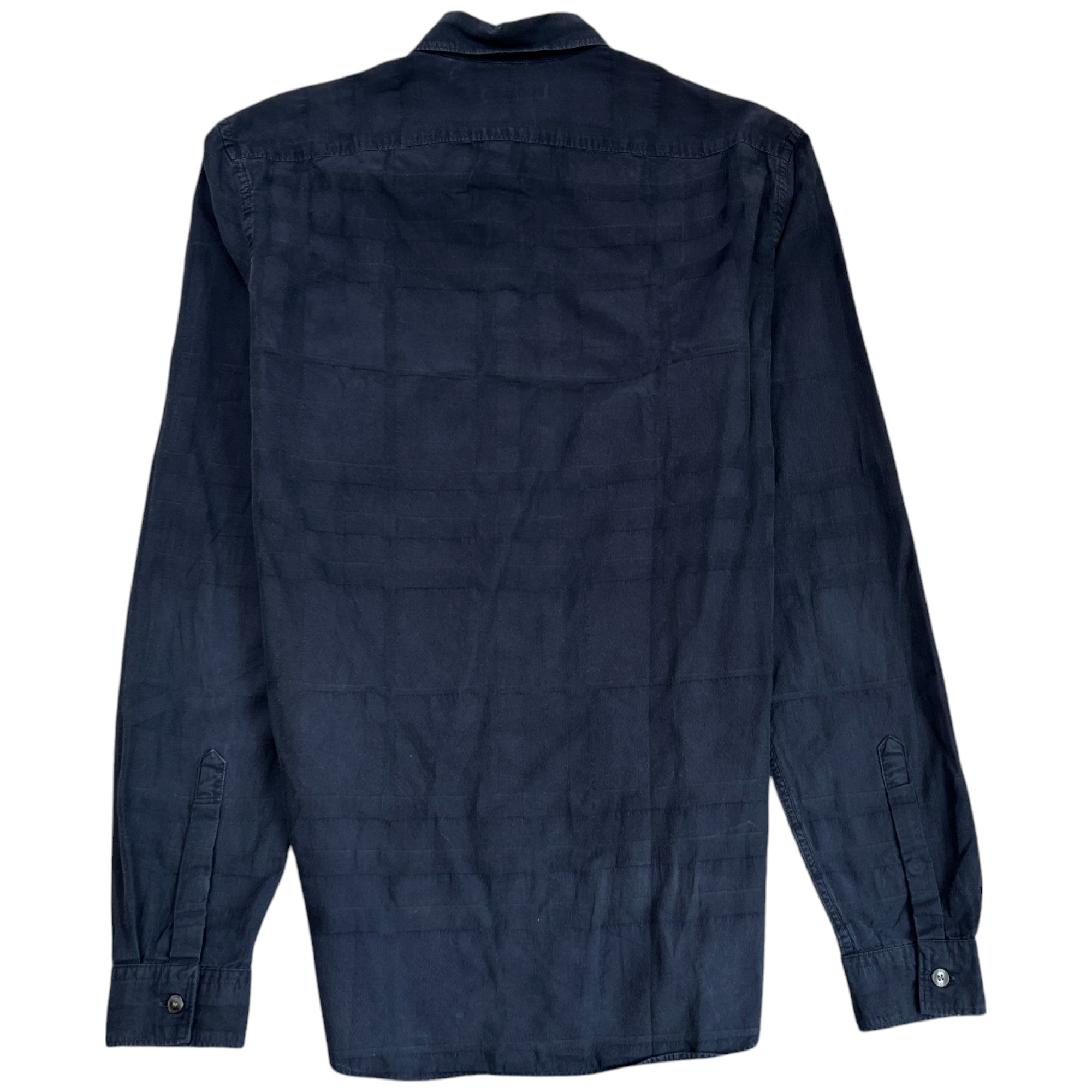 Men's Checkered Long Sleeve Shirt Navy Size S