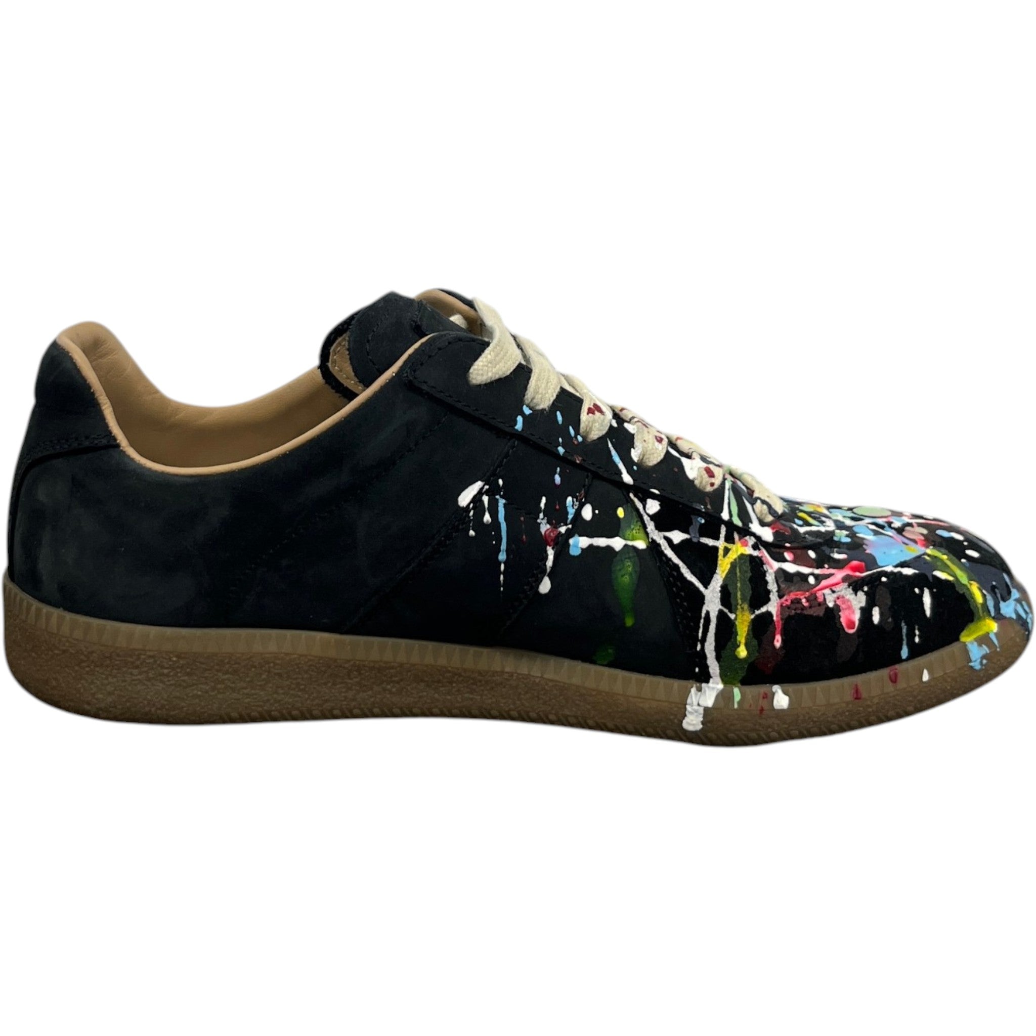 Men's Paint Splatter Low Trainers Black Size EU 39 / UK 5
