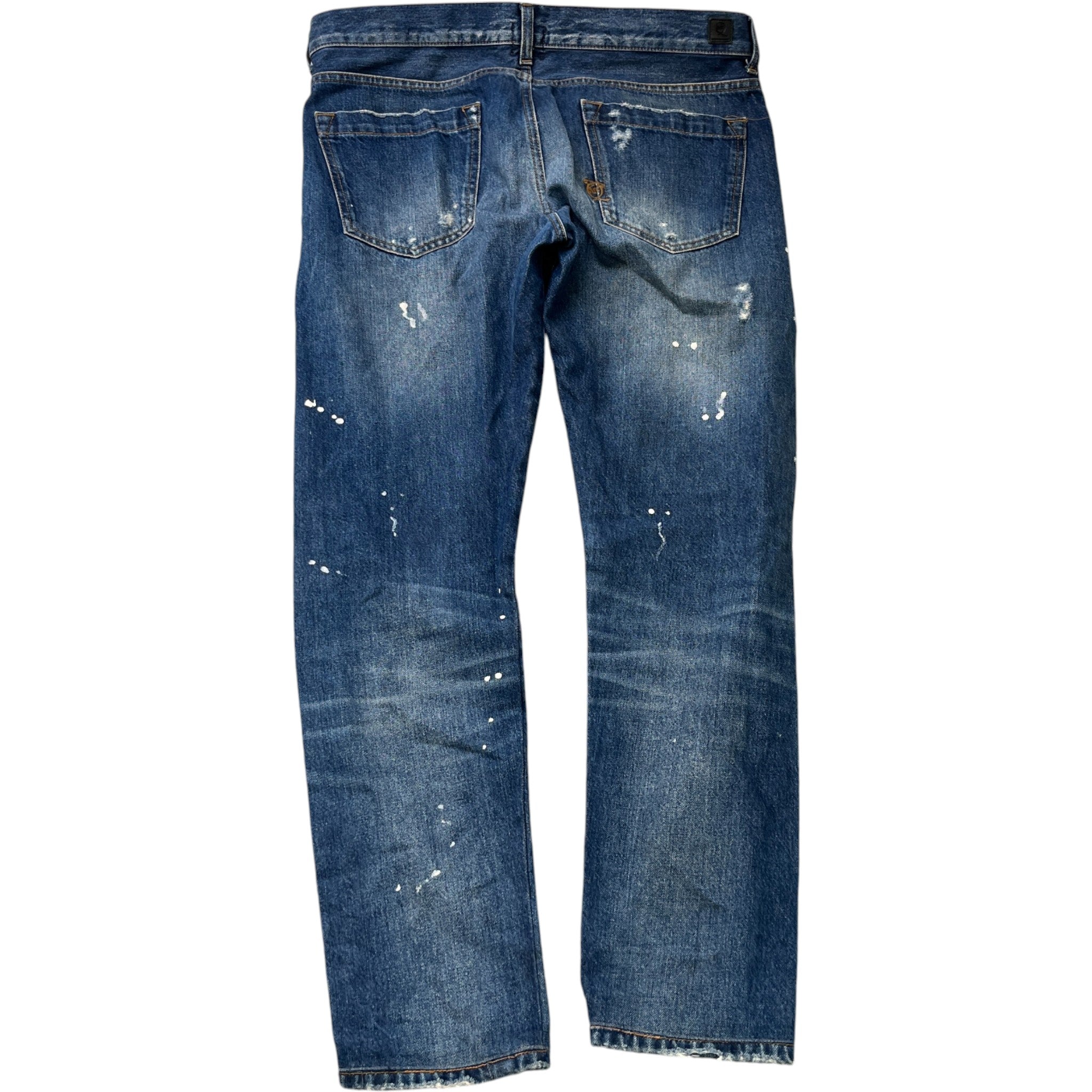 Men's Distressed Paint Splatter Jeans Blue Size Waist 32"