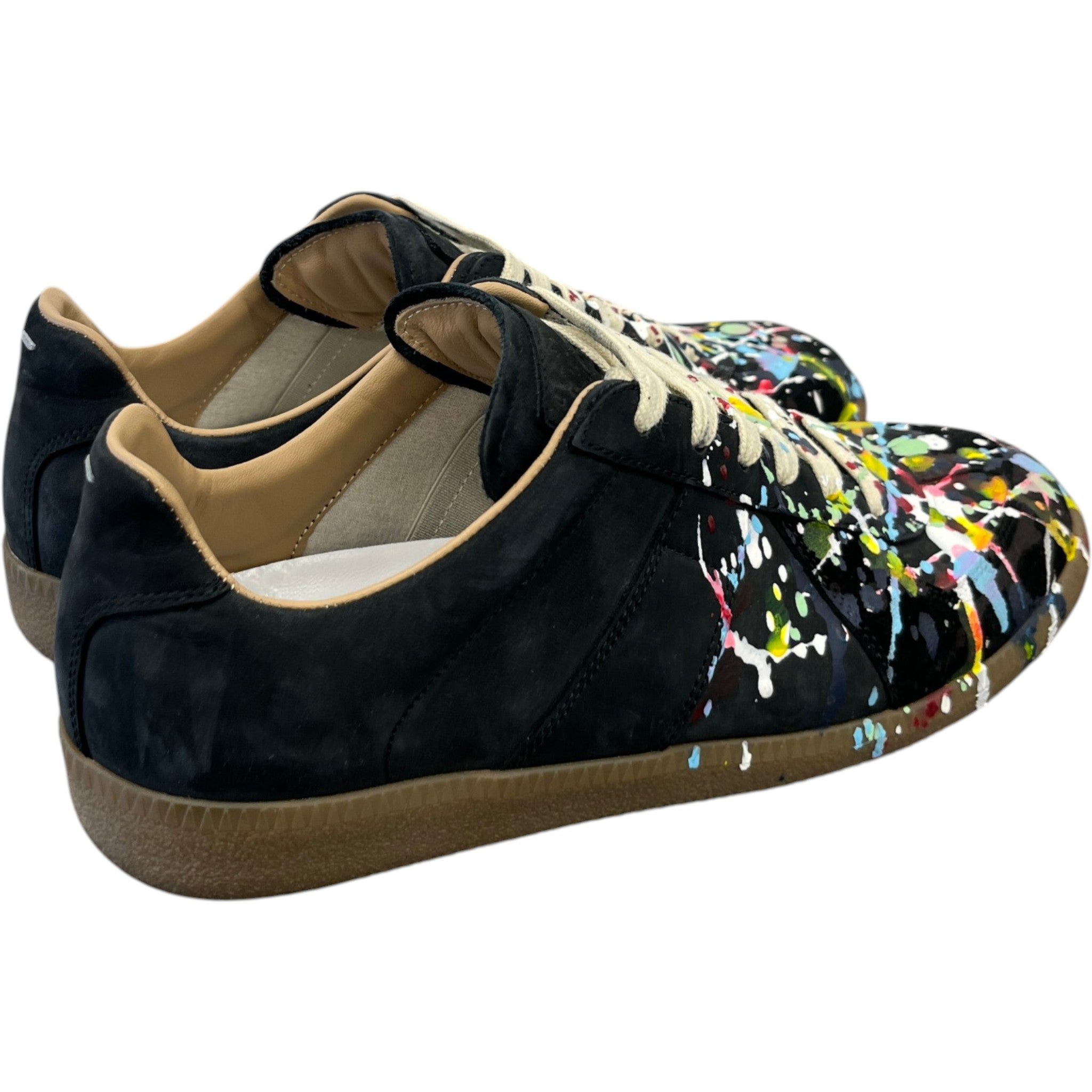 Men's Paint Splatter Low Trainers Black Size EU 39 / UK 5
