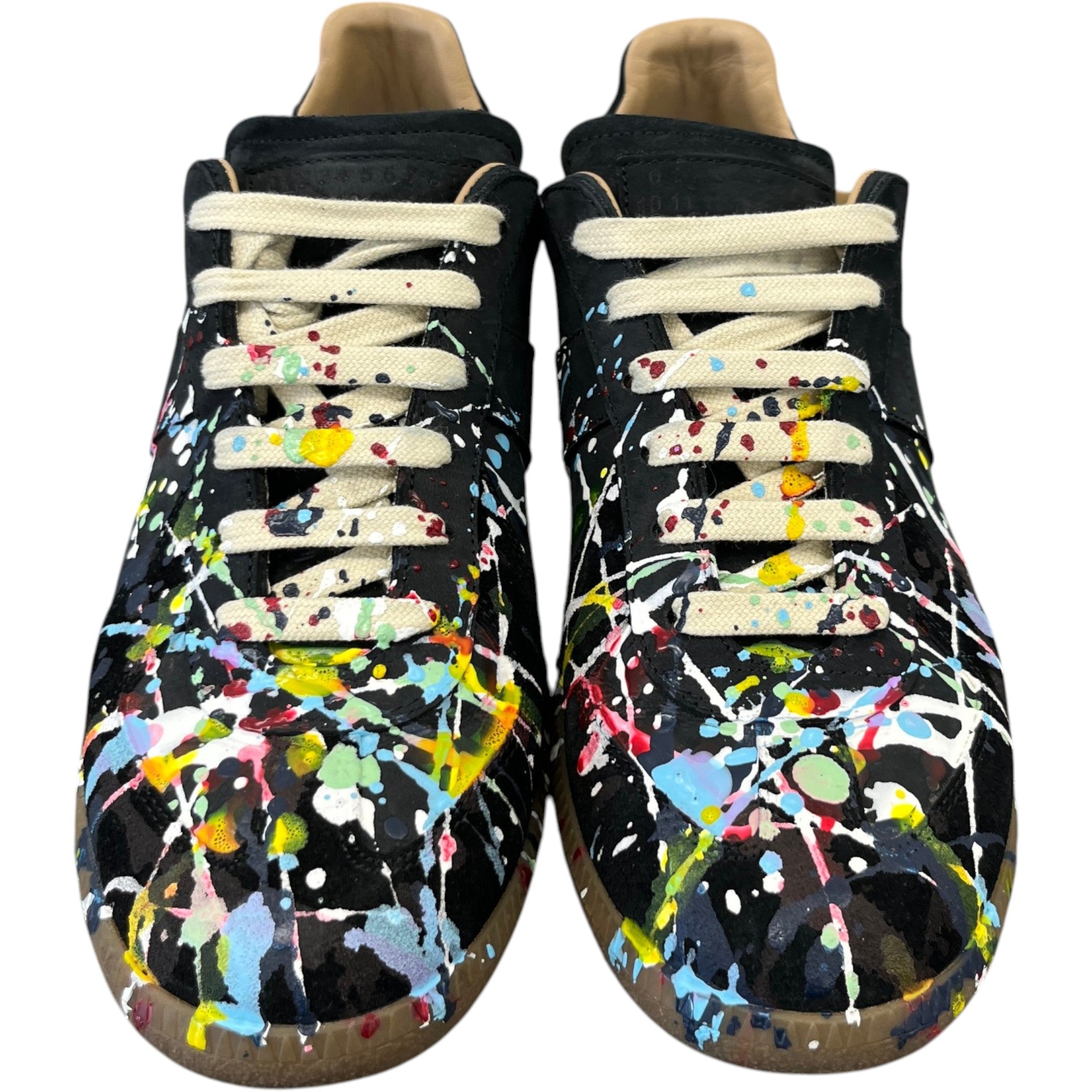 Men's Paint Splatter Low Trainers Black Size EU 39 / UK 5