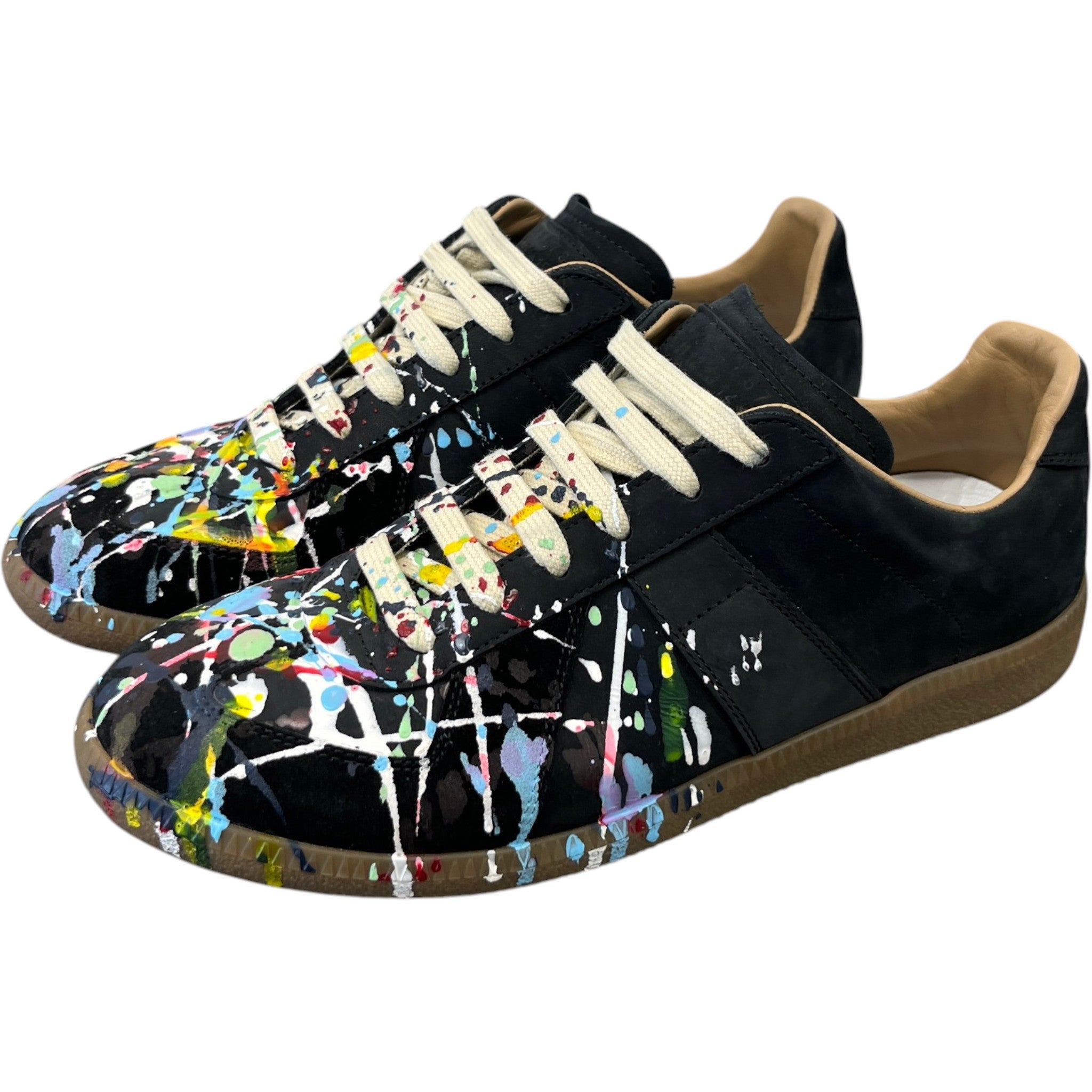 Men's Paint Splatter Low Trainers Black Size EU 39 / UK 5