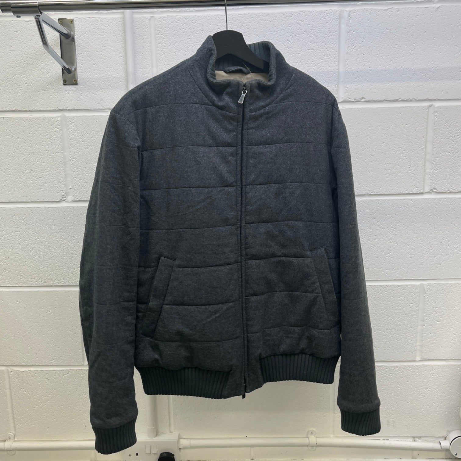 Men's Cashmere Hybrid Bomber Jacket Grey Size L