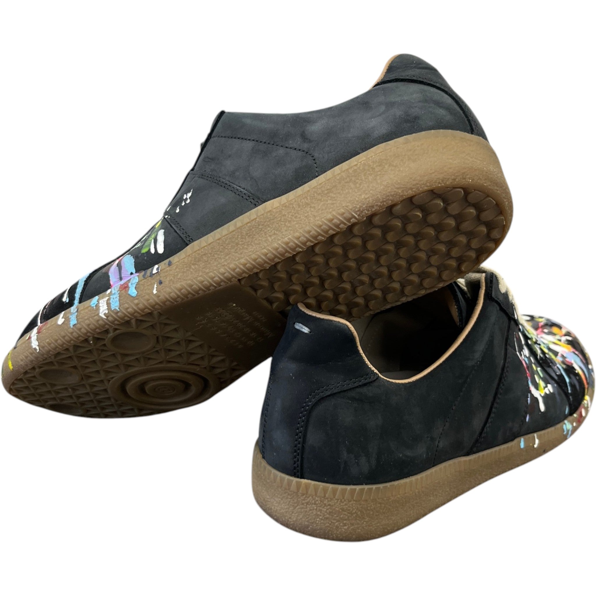 Men's Paint Splatter Low Trainers Black Size EU 39 / UK 5