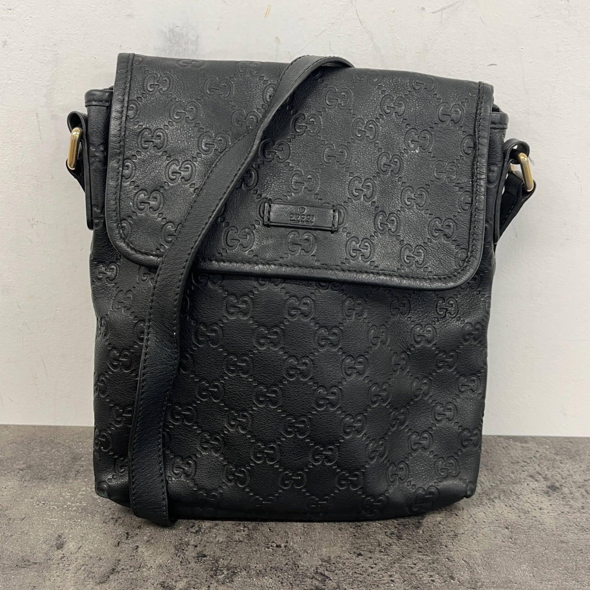Men's Guccissima Messenger Bag Black
