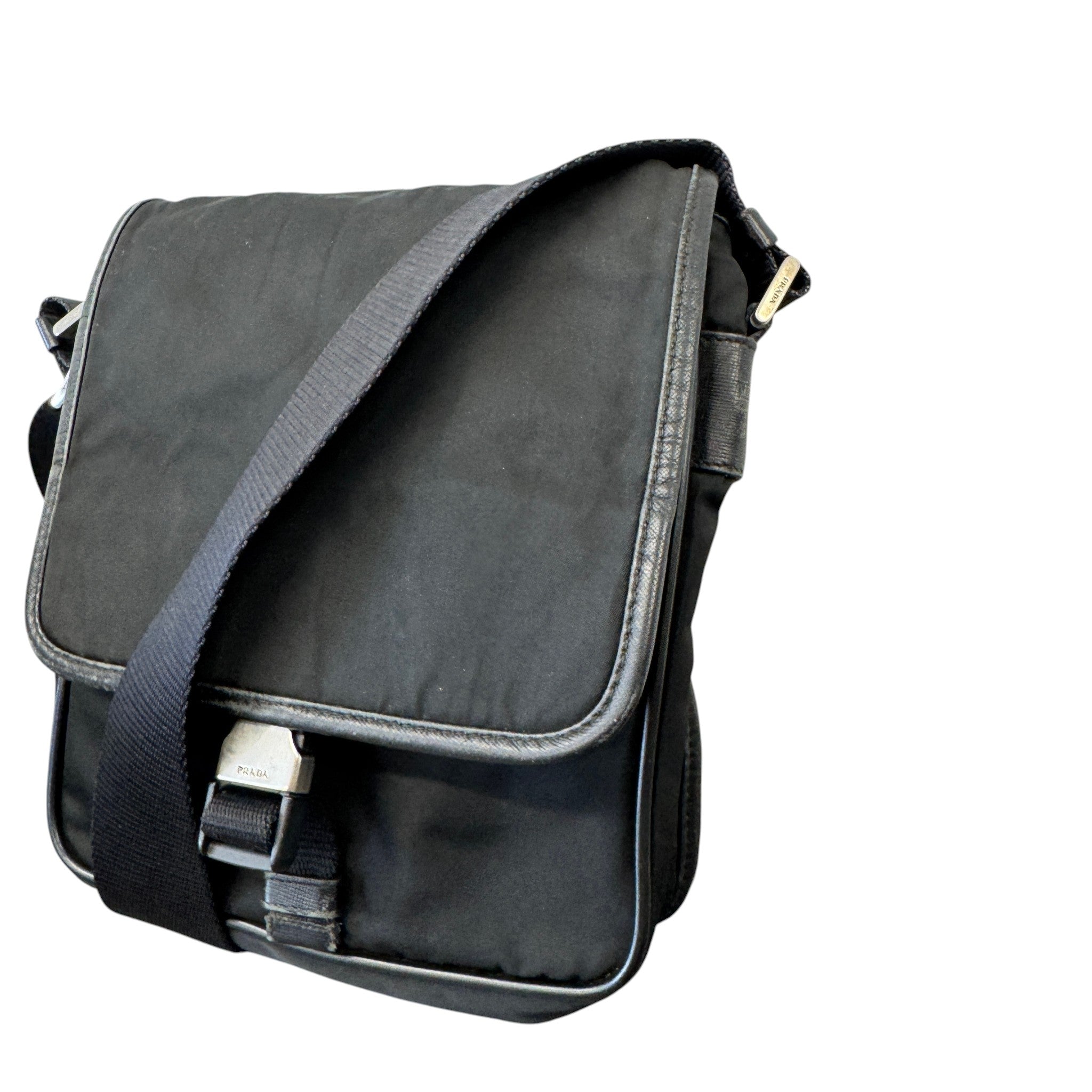Men's Tessuto Buckle Messenger Bag Black