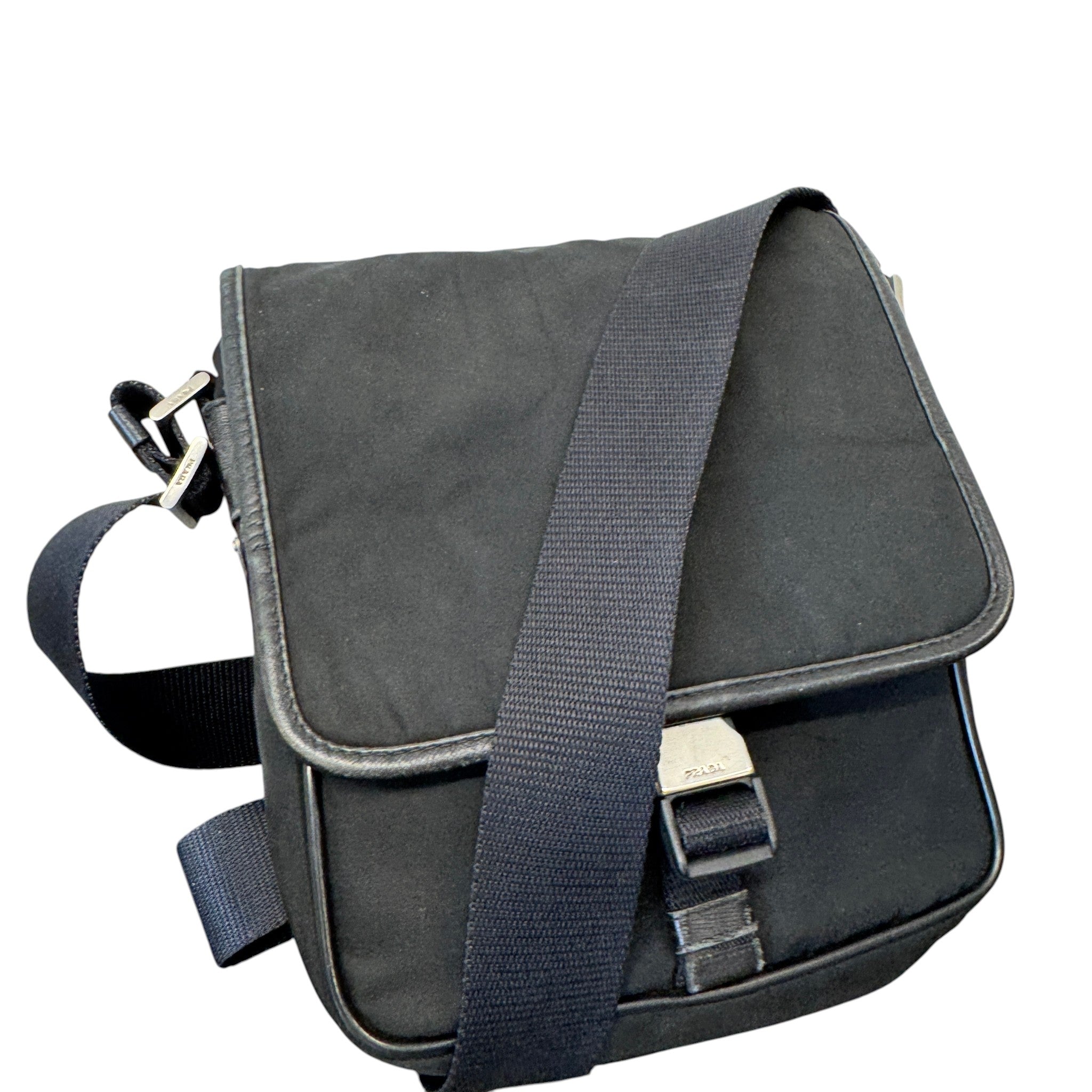 Men's Tessuto Buckle Messenger Bag Black