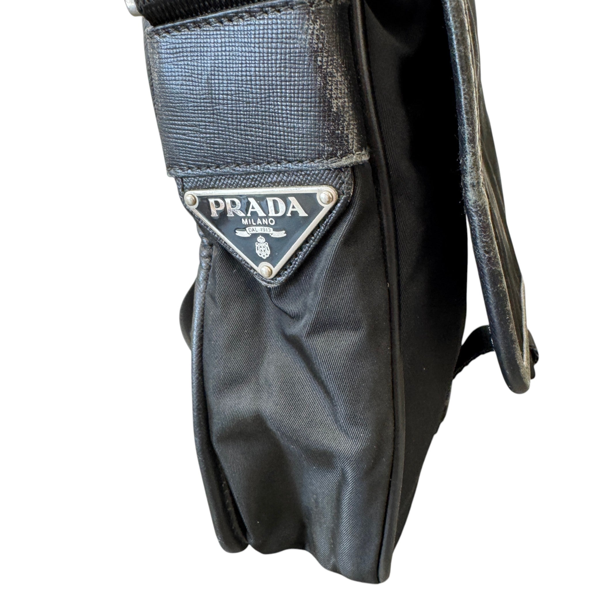 Men's Tessuto Buckle Messenger Bag Black