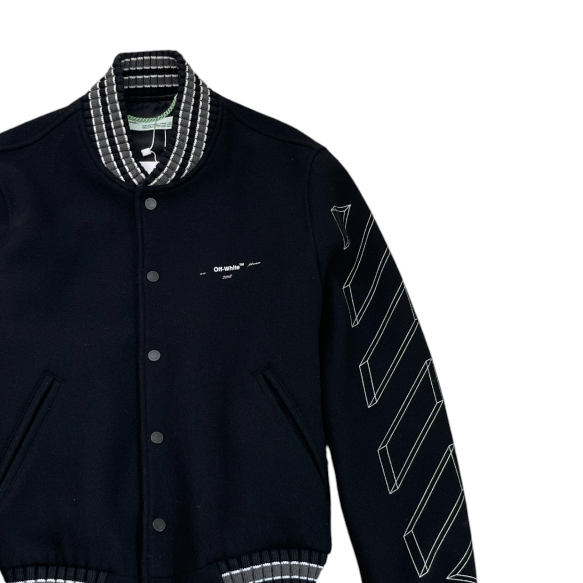 Men's Arrow Logo Varsity Jacket Black Size XS