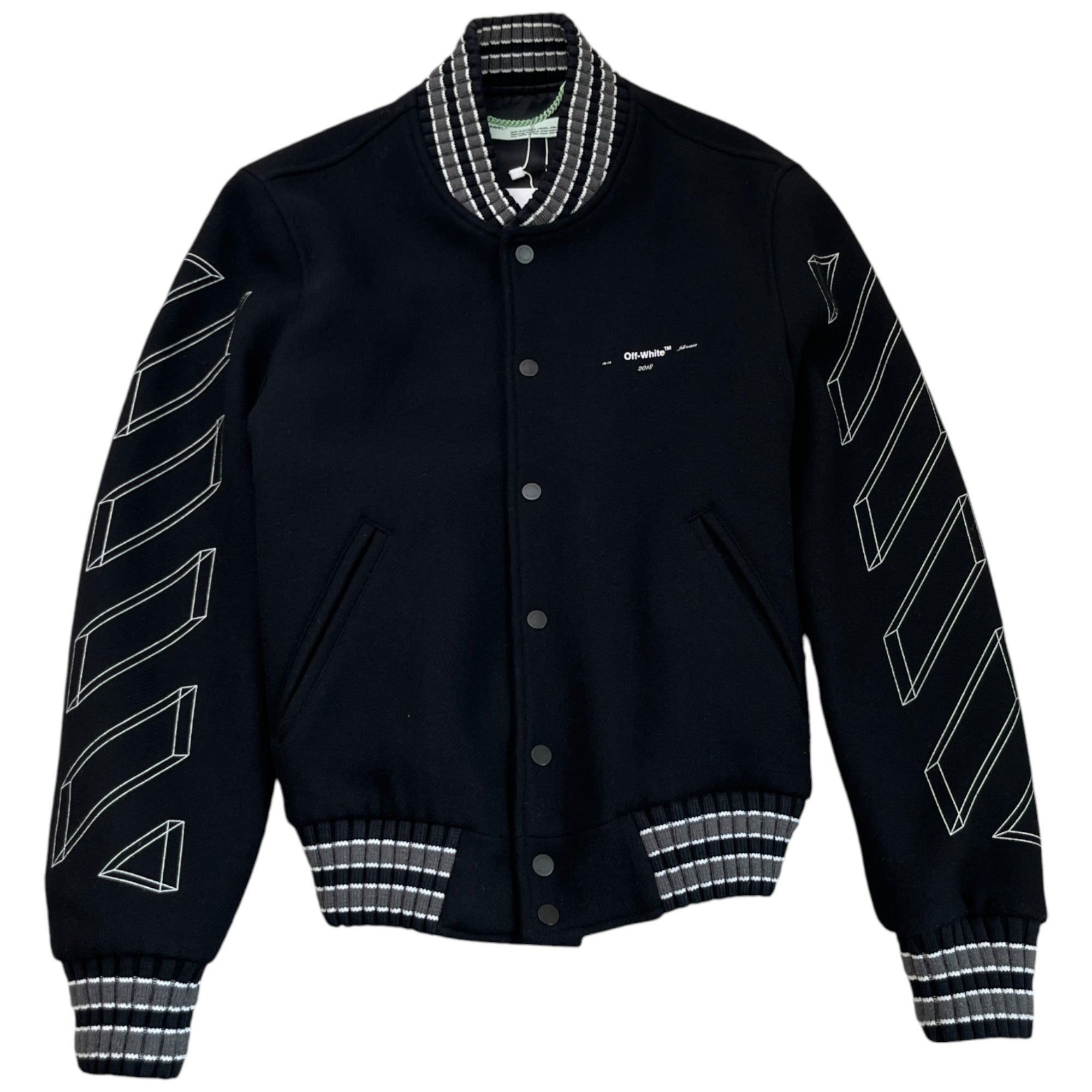 Men's Arrow Logo Varsity Jacket Black Size XS